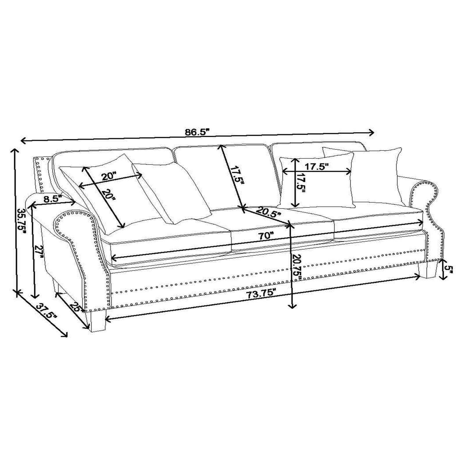 Sheldon Woven Fabric Living Room Set with Rolled Arms