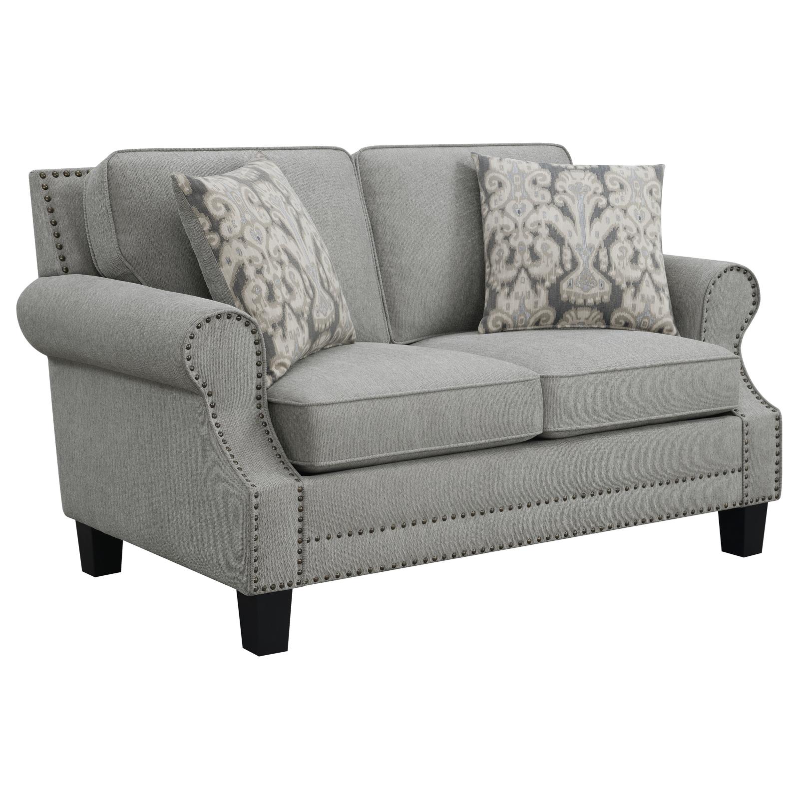 Sheldon Woven Fabric Living Room Set with Rolled Arms