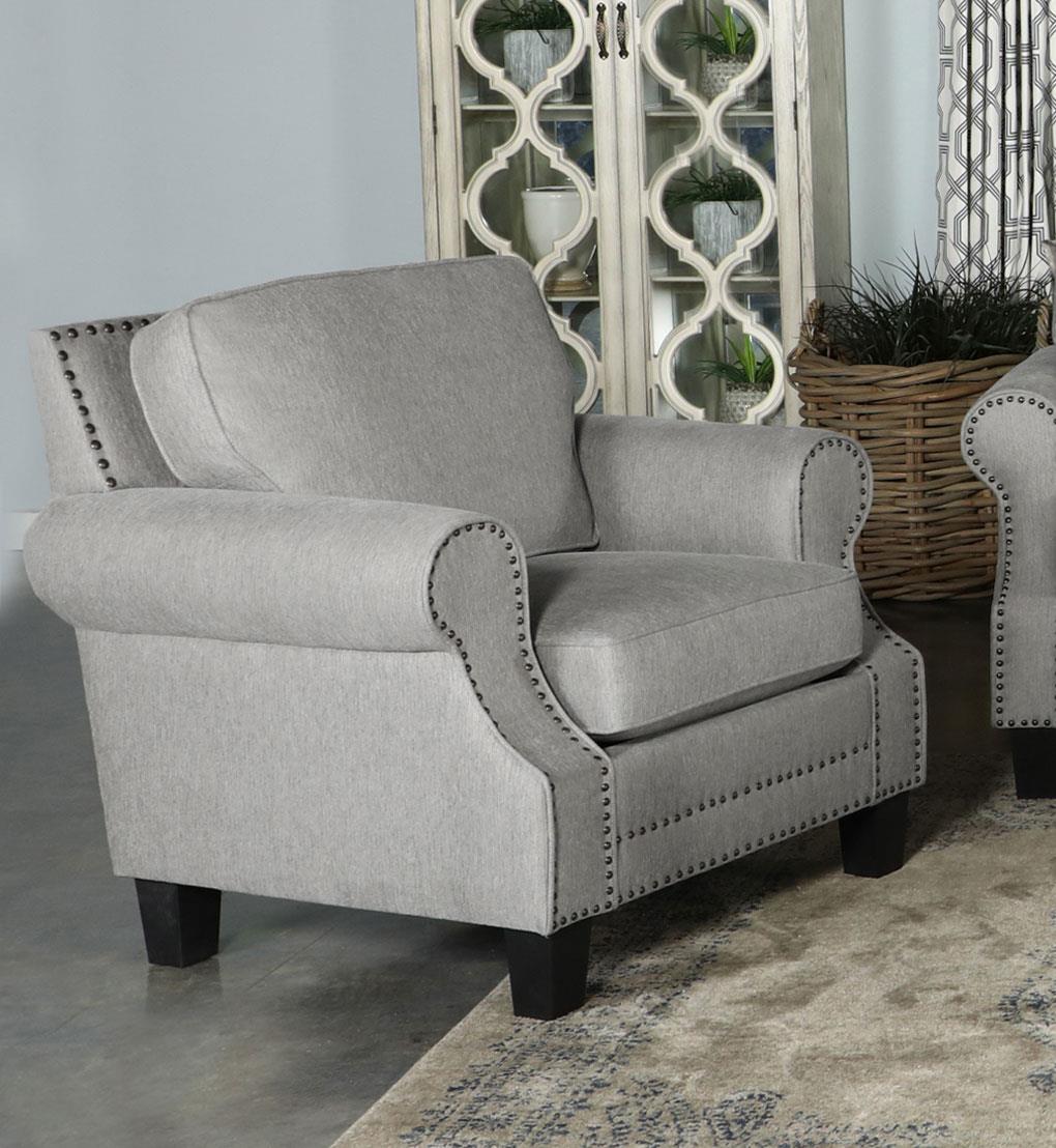 Sheldon Woven Fabric Chair with Rolled Arms Grey