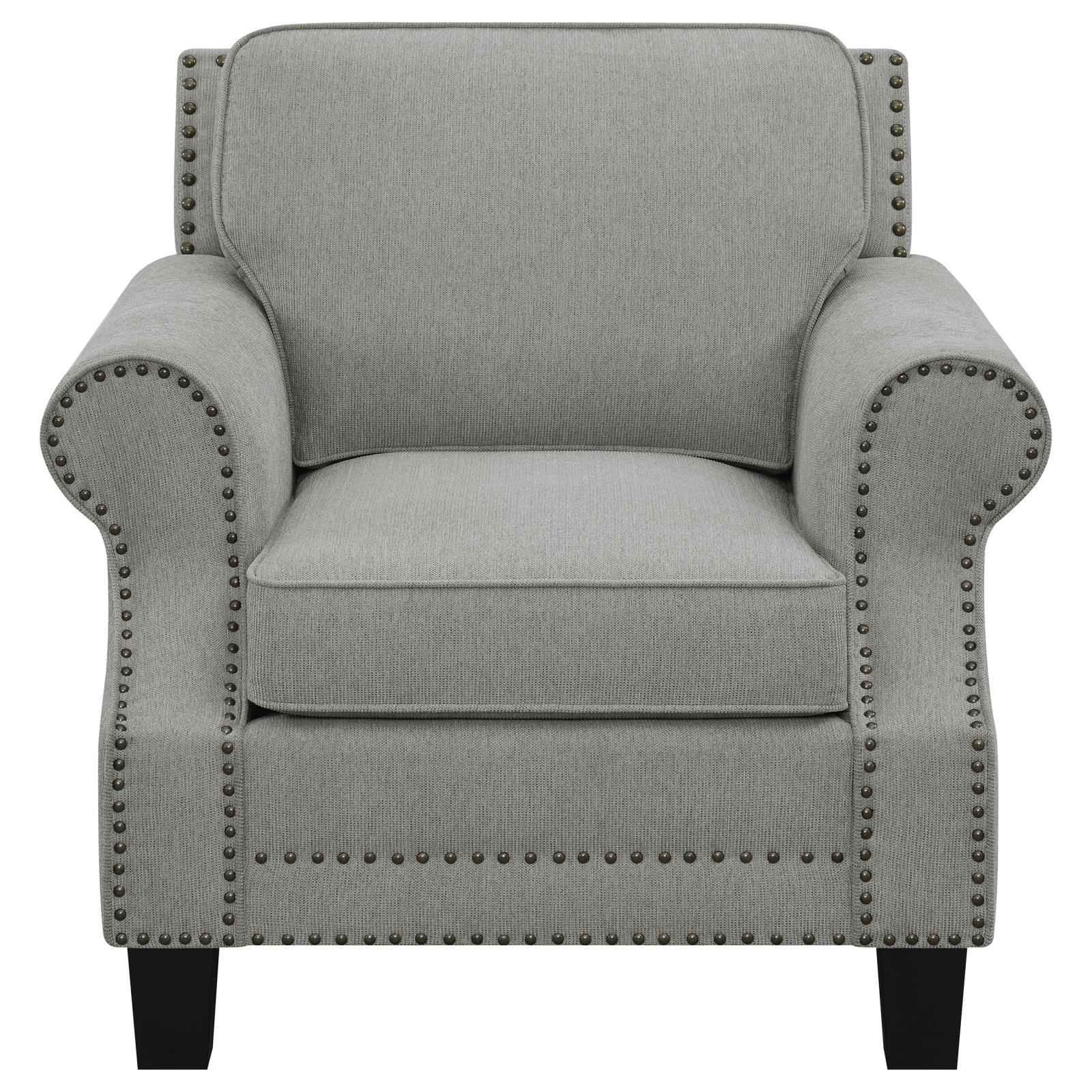 Sheldon Woven Fabric Chair with Rolled Arms Grey