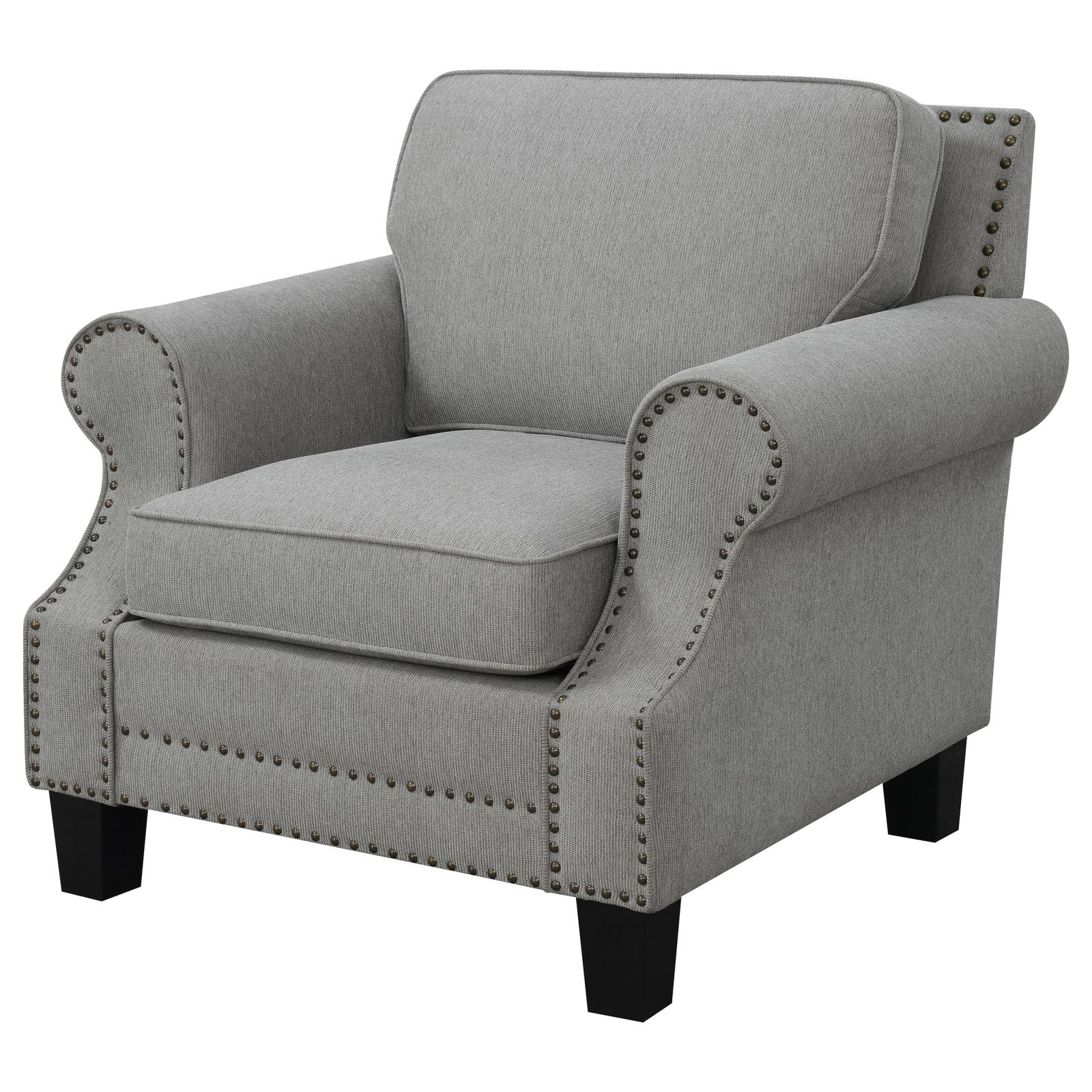 Sheldon Woven Fabric Chair with Rolled Arms Grey