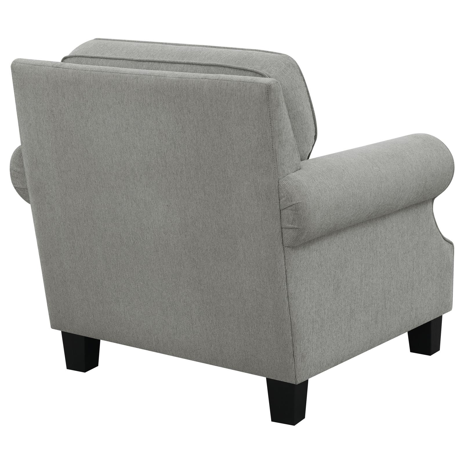 Sheldon Woven Fabric Chair with Rolled Arms Grey
