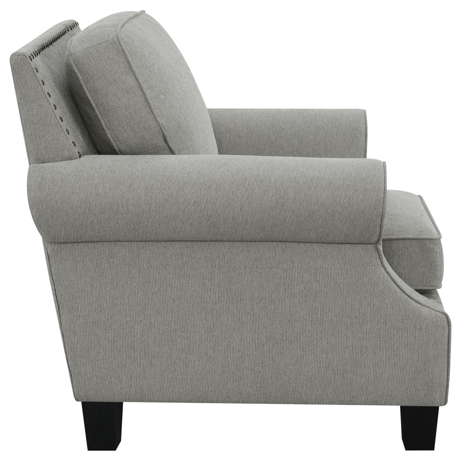 Sheldon Woven Fabric Chair with Rolled Arms Grey