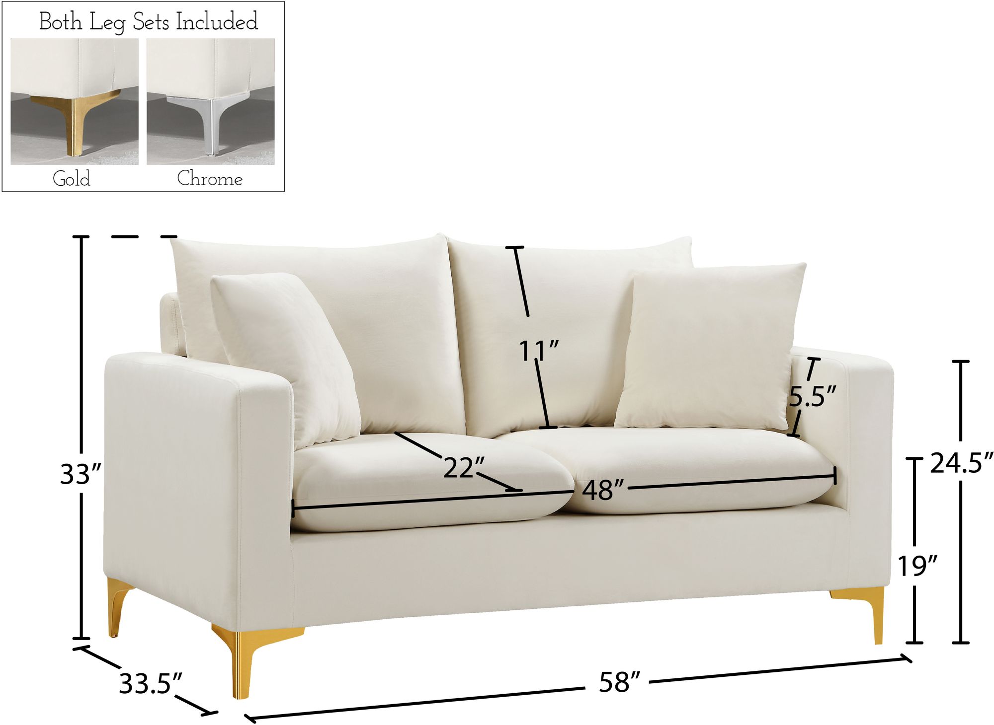 Naomi Velvet Loveseat