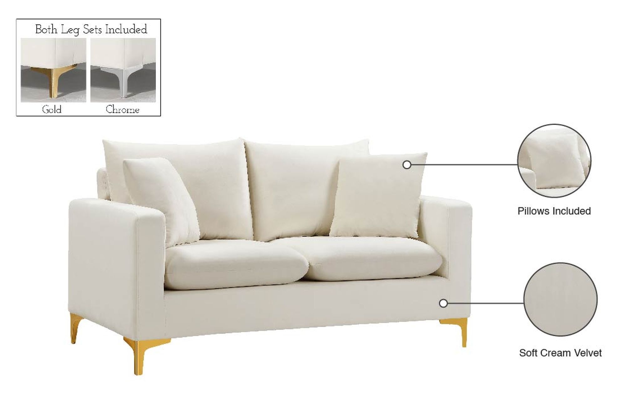 Naomi Velvet Loveseat