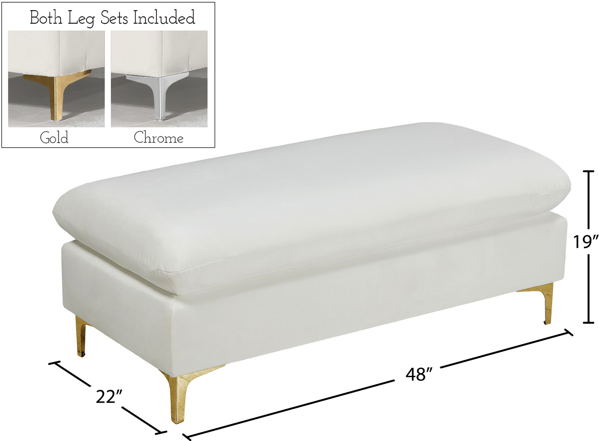 Naomi Velvet Ottoman/Bench