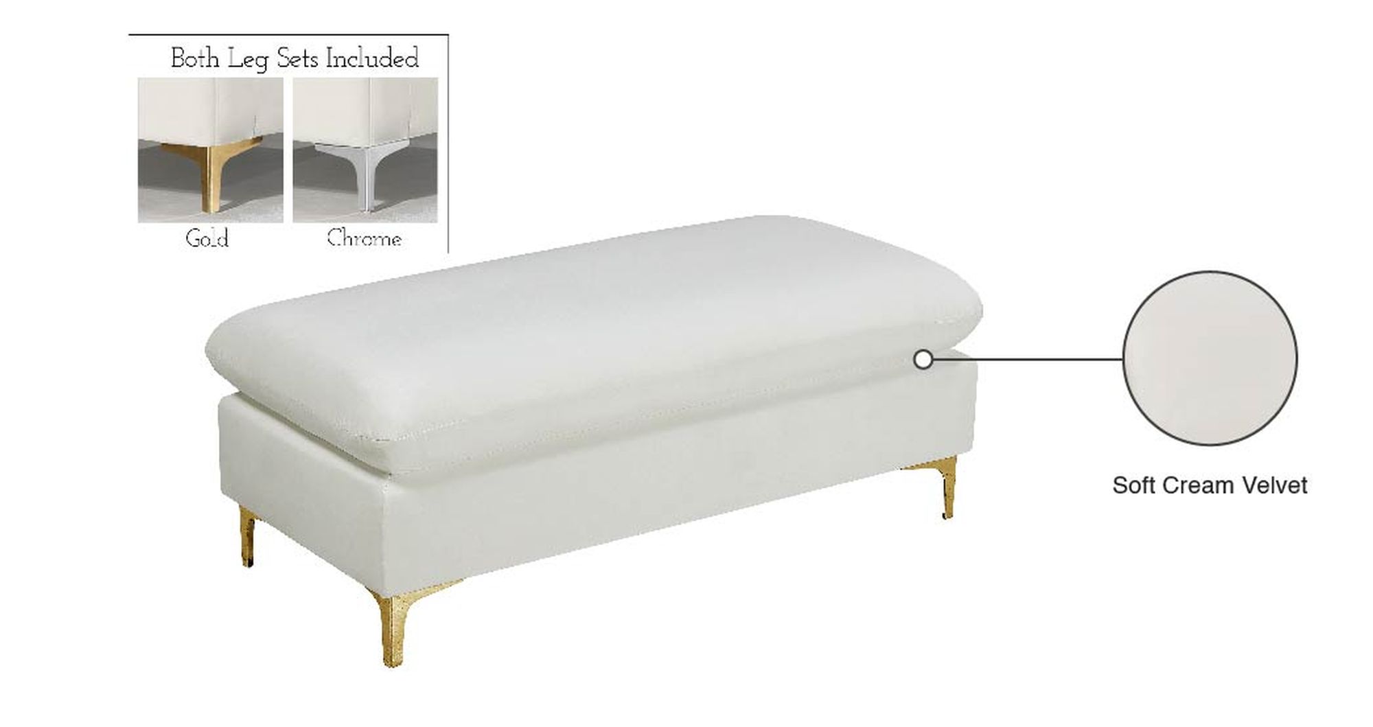 Naomi Velvet Ottoman/Bench