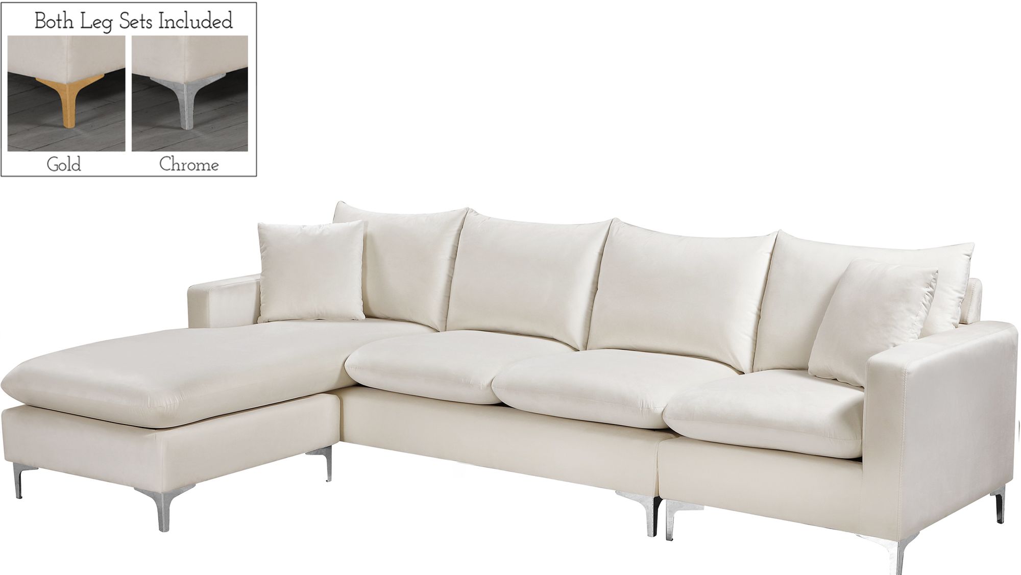 Naomi 110" Velvet Reversible Sectional