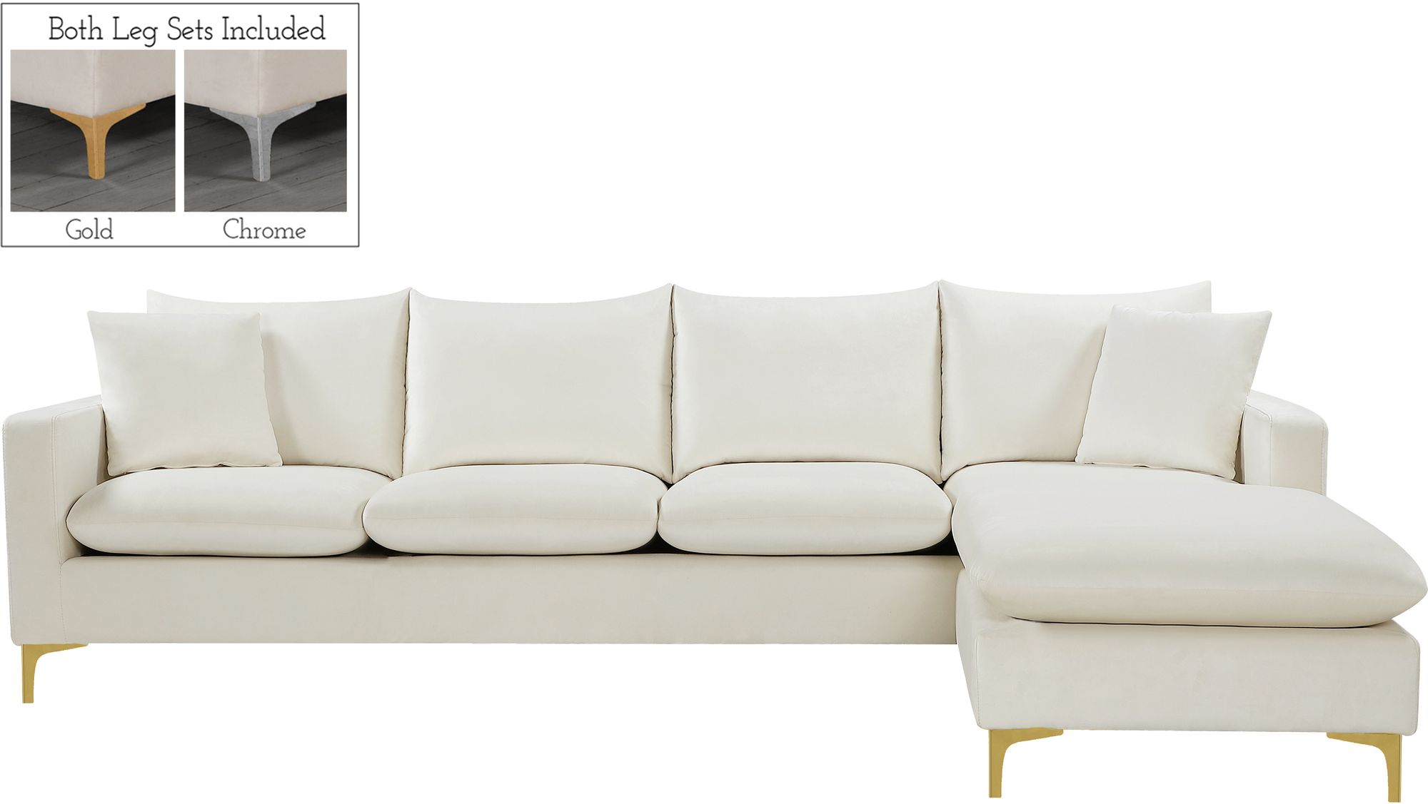 Naomi 110" Velvet Reversible Sectional