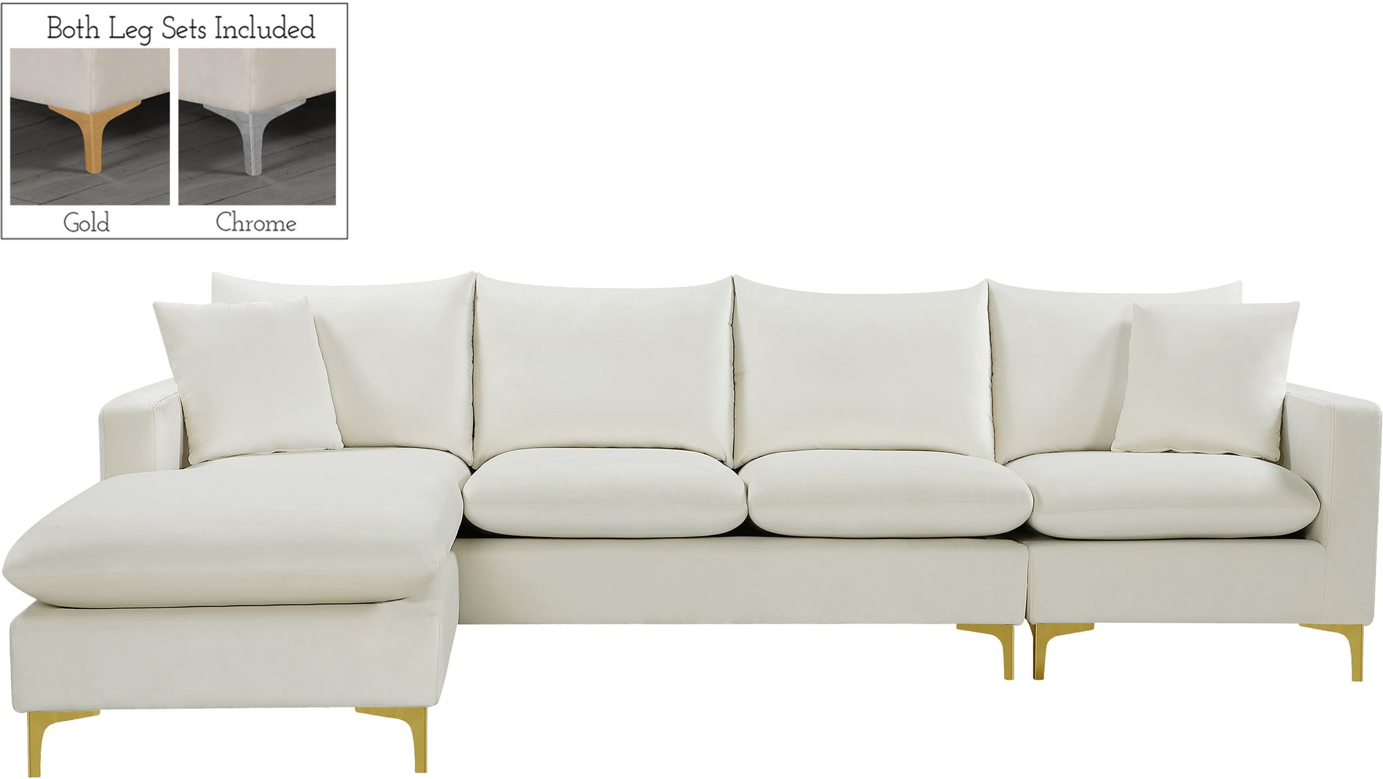 Naomi 110" Velvet Reversible Sectional