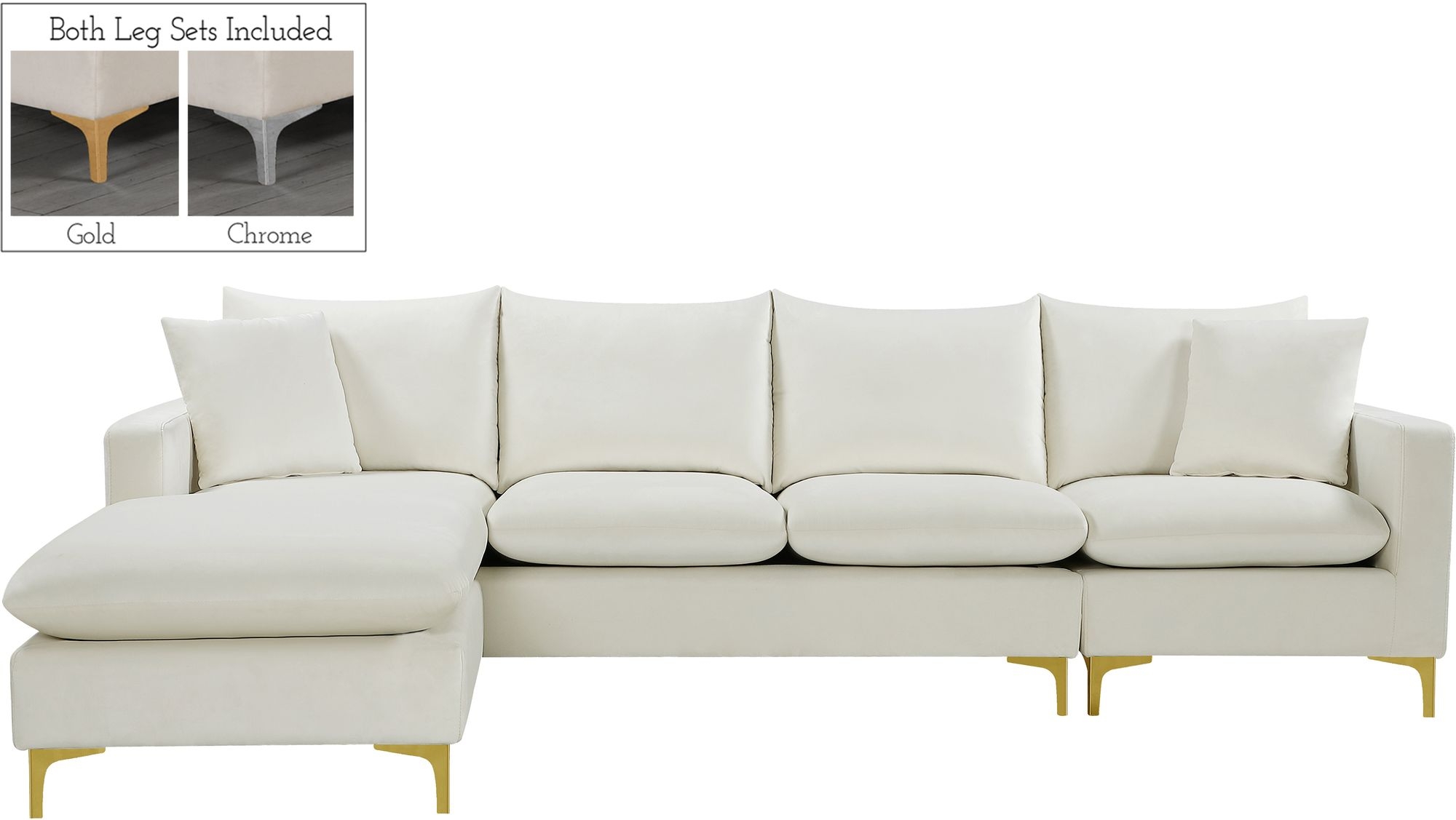 Naomi 110" Velvet Reversible Sectional