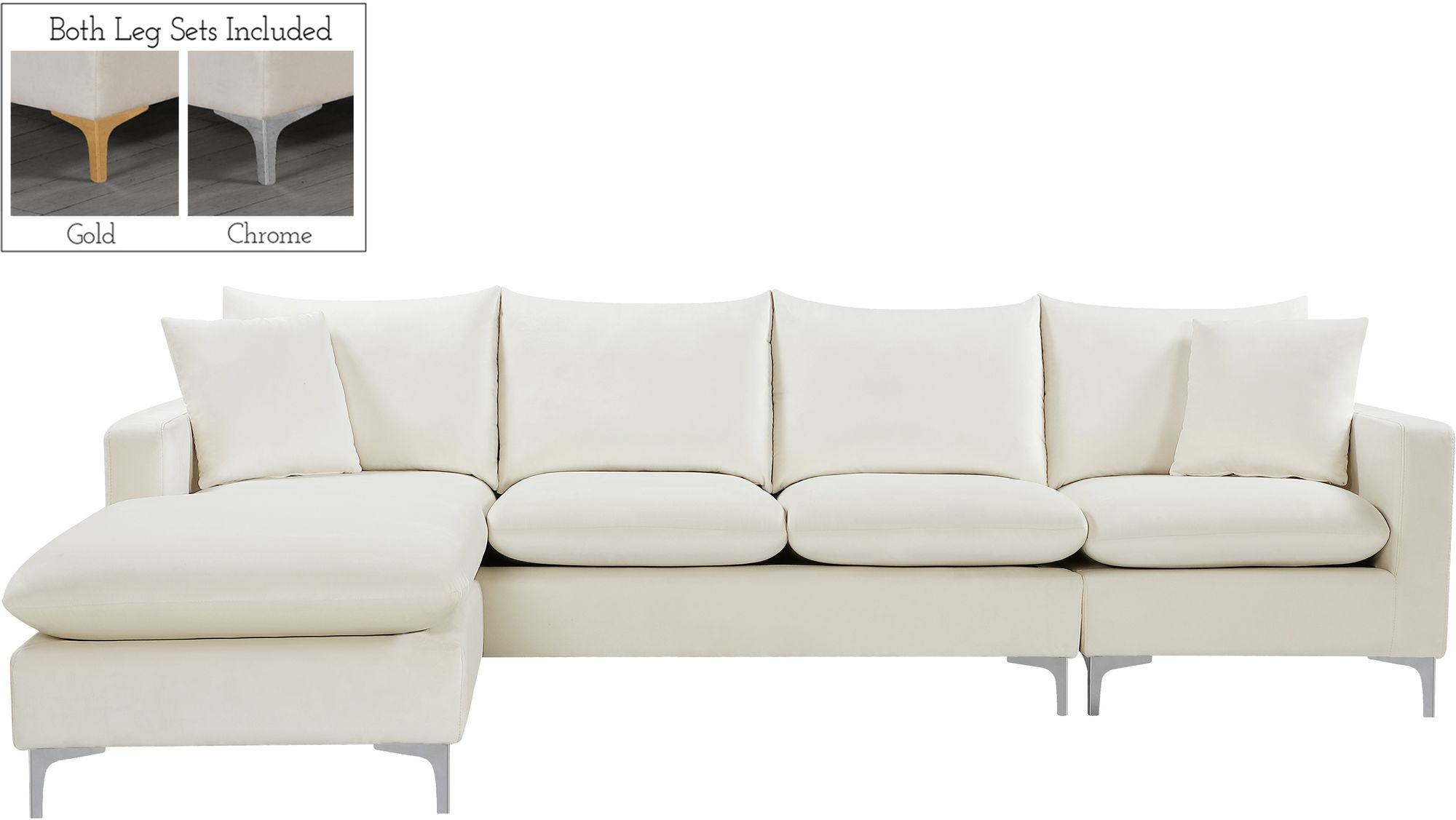 Naomi 110" Velvet Reversible Sectional