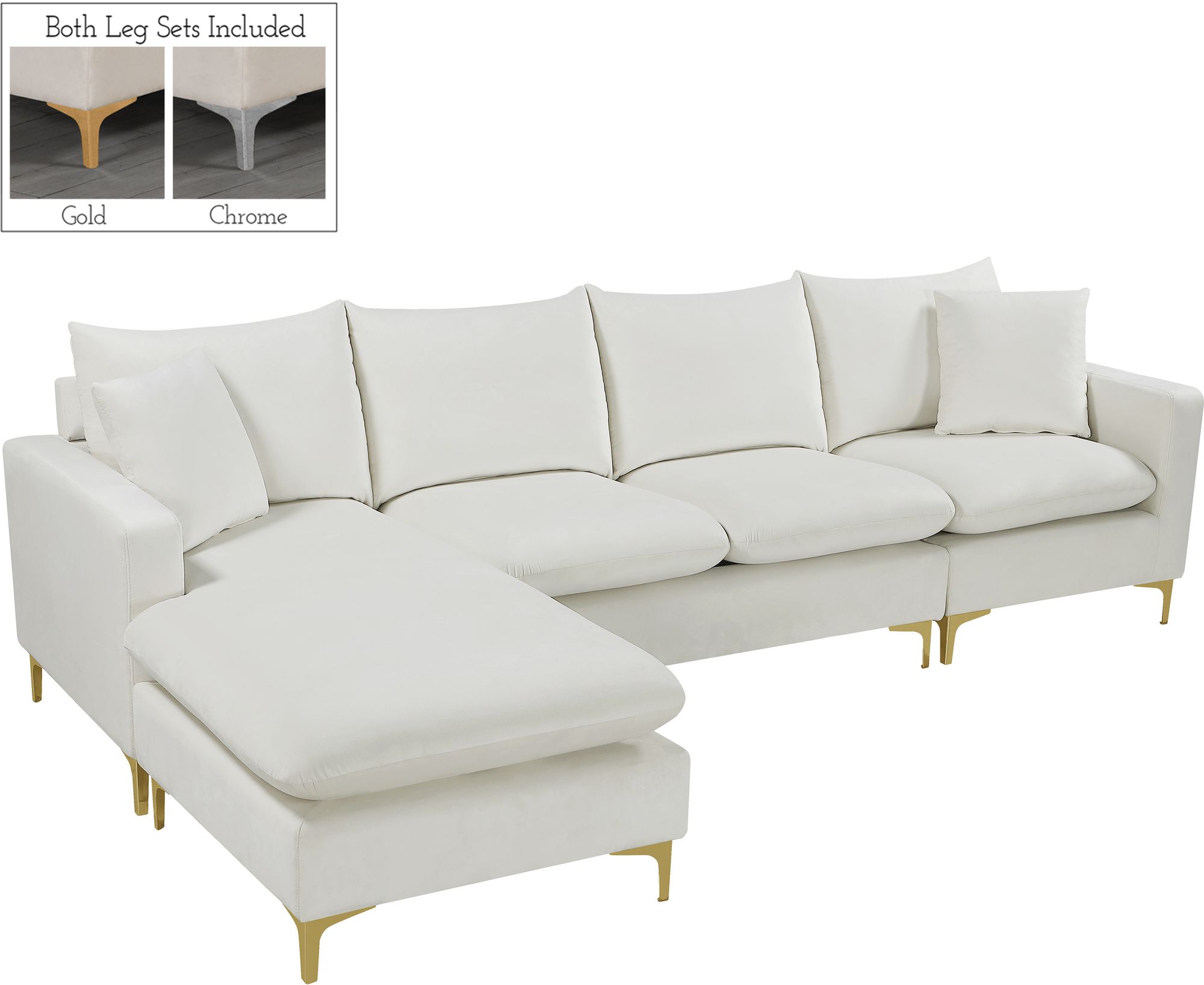 Naomi 110" Velvet Reversible Sectional