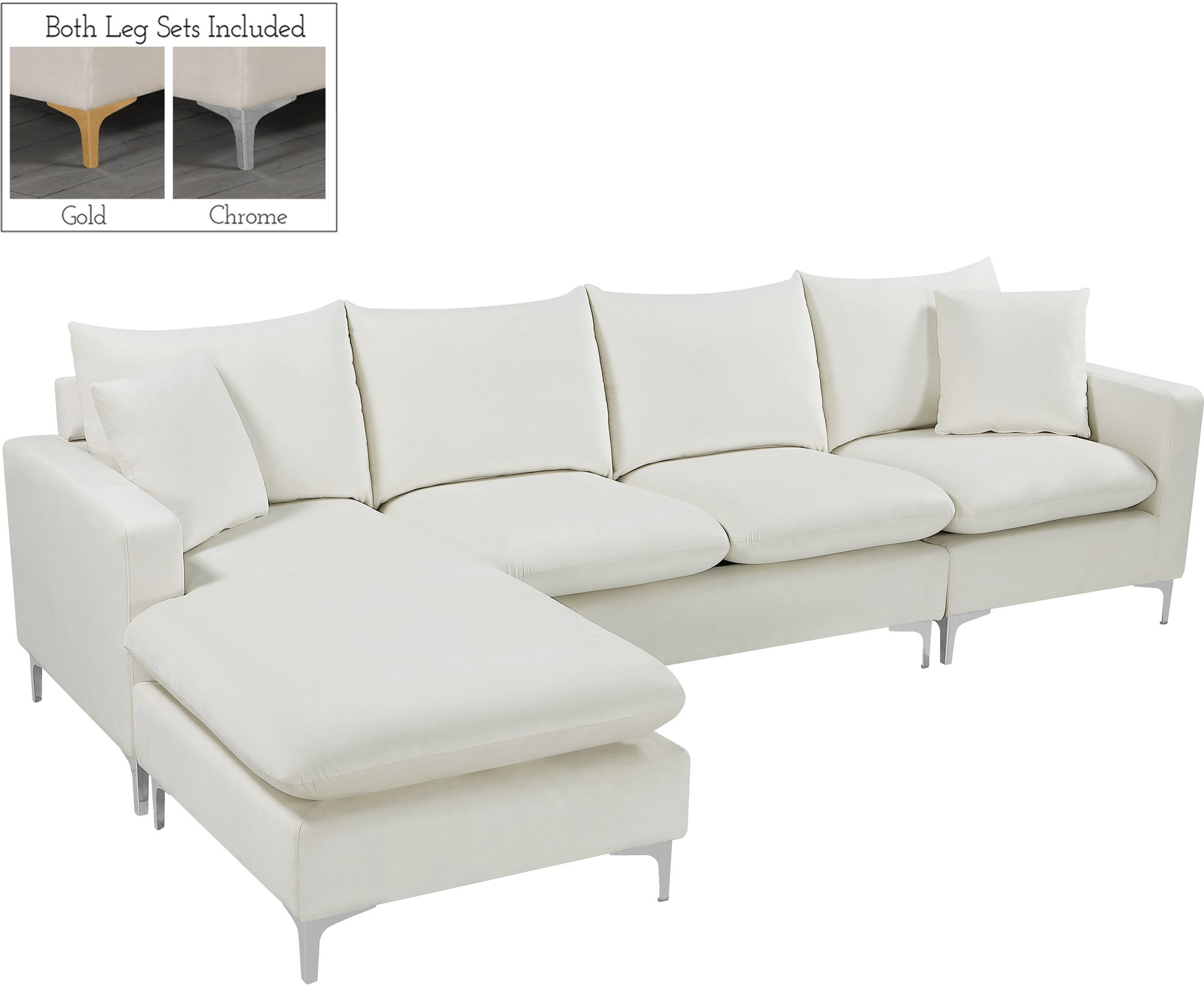 Naomi 110" Velvet Reversible Sectional