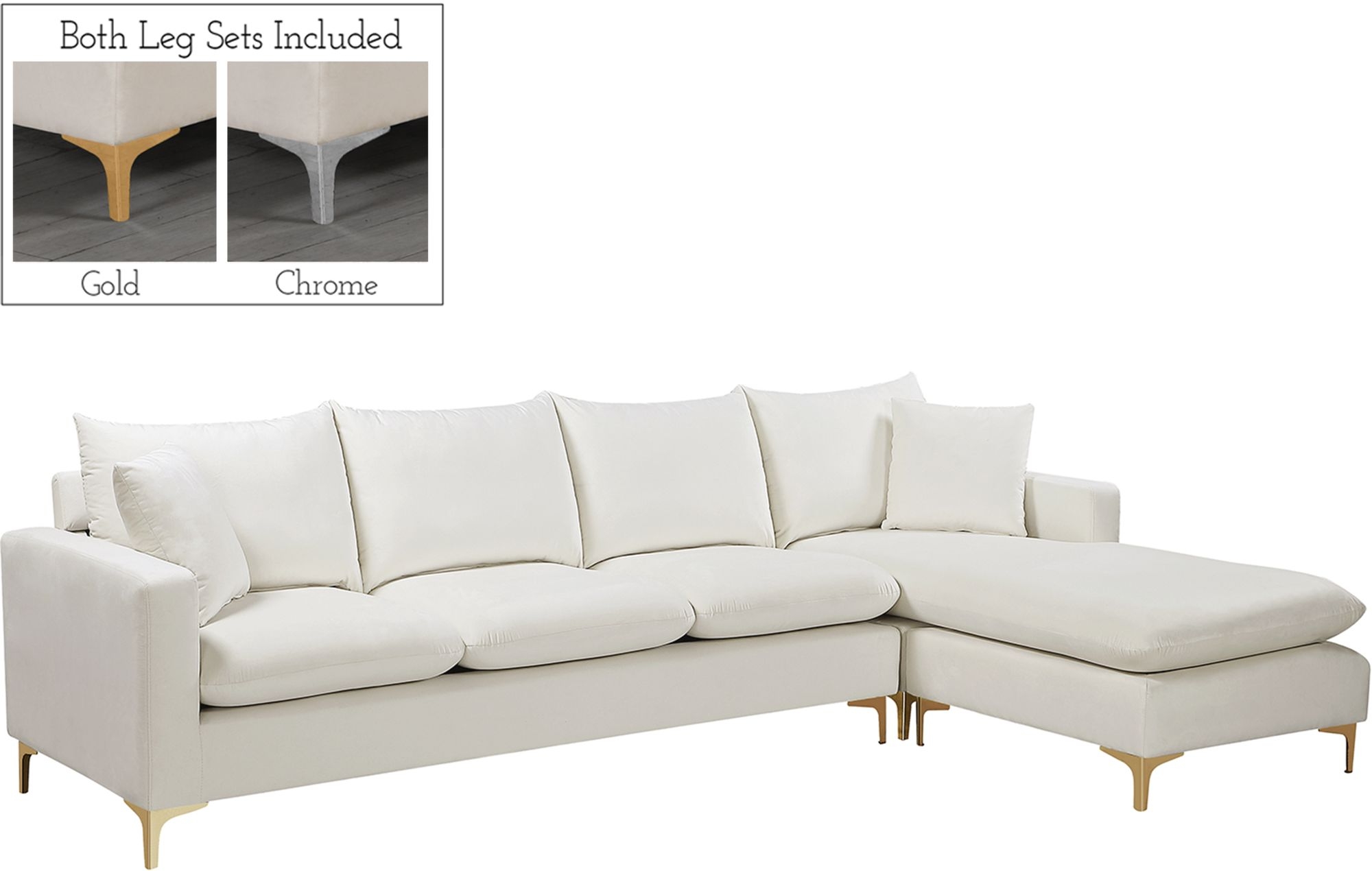 Naomi 110" Velvet Reversible Sectional