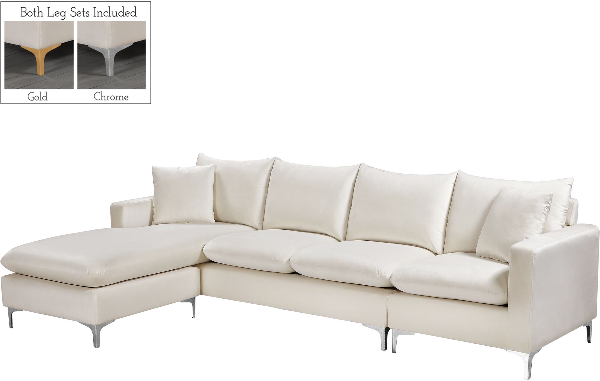 Naomi 110" Velvet Reversible Sectional