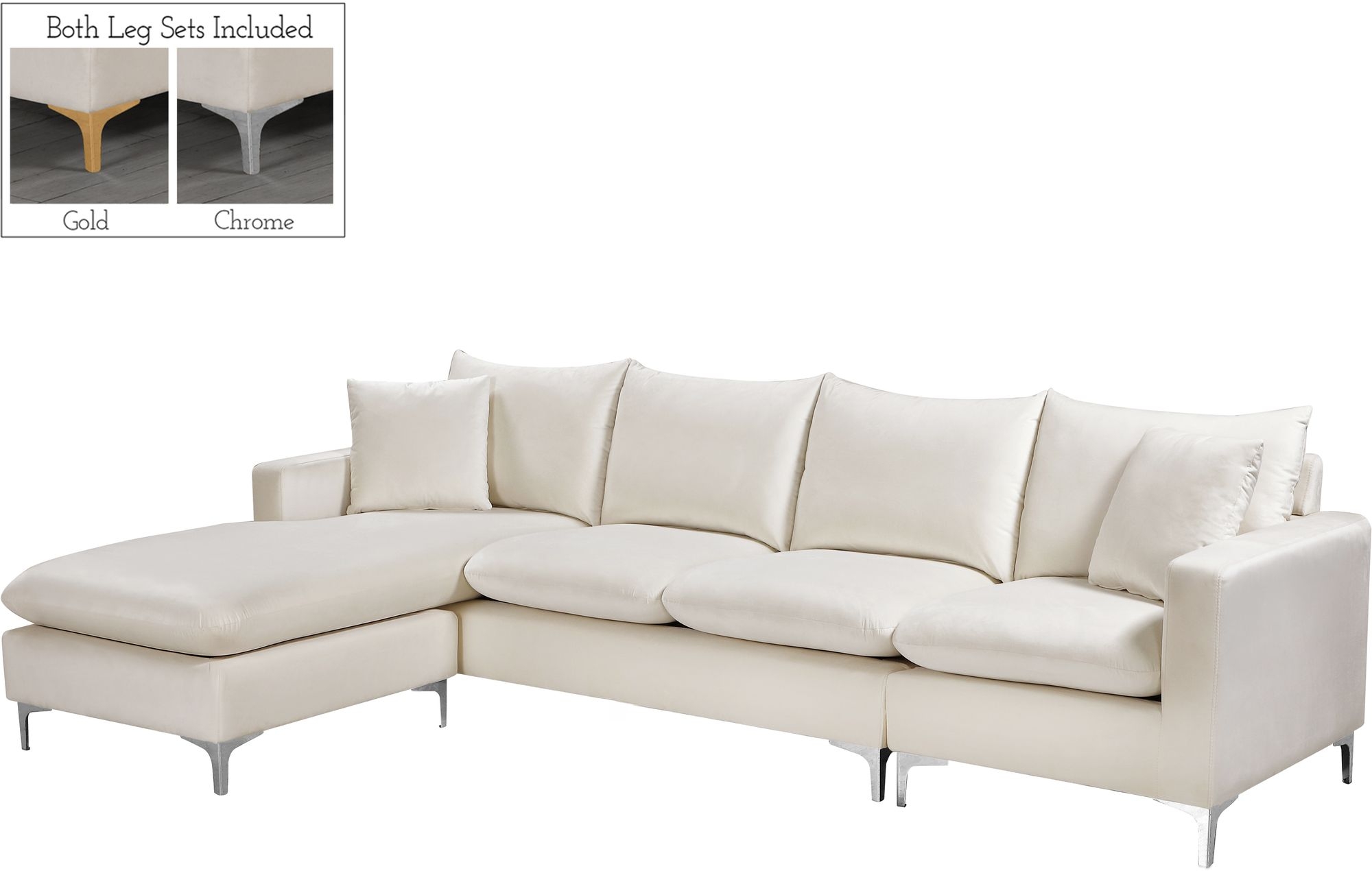 Naomi 110" Velvet Reversible Sectional