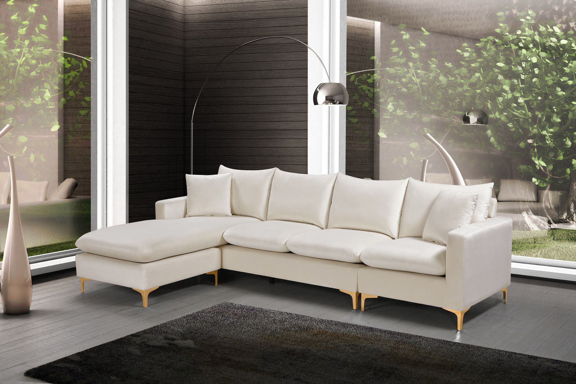 Naomi 110" Velvet Reversible Sectional