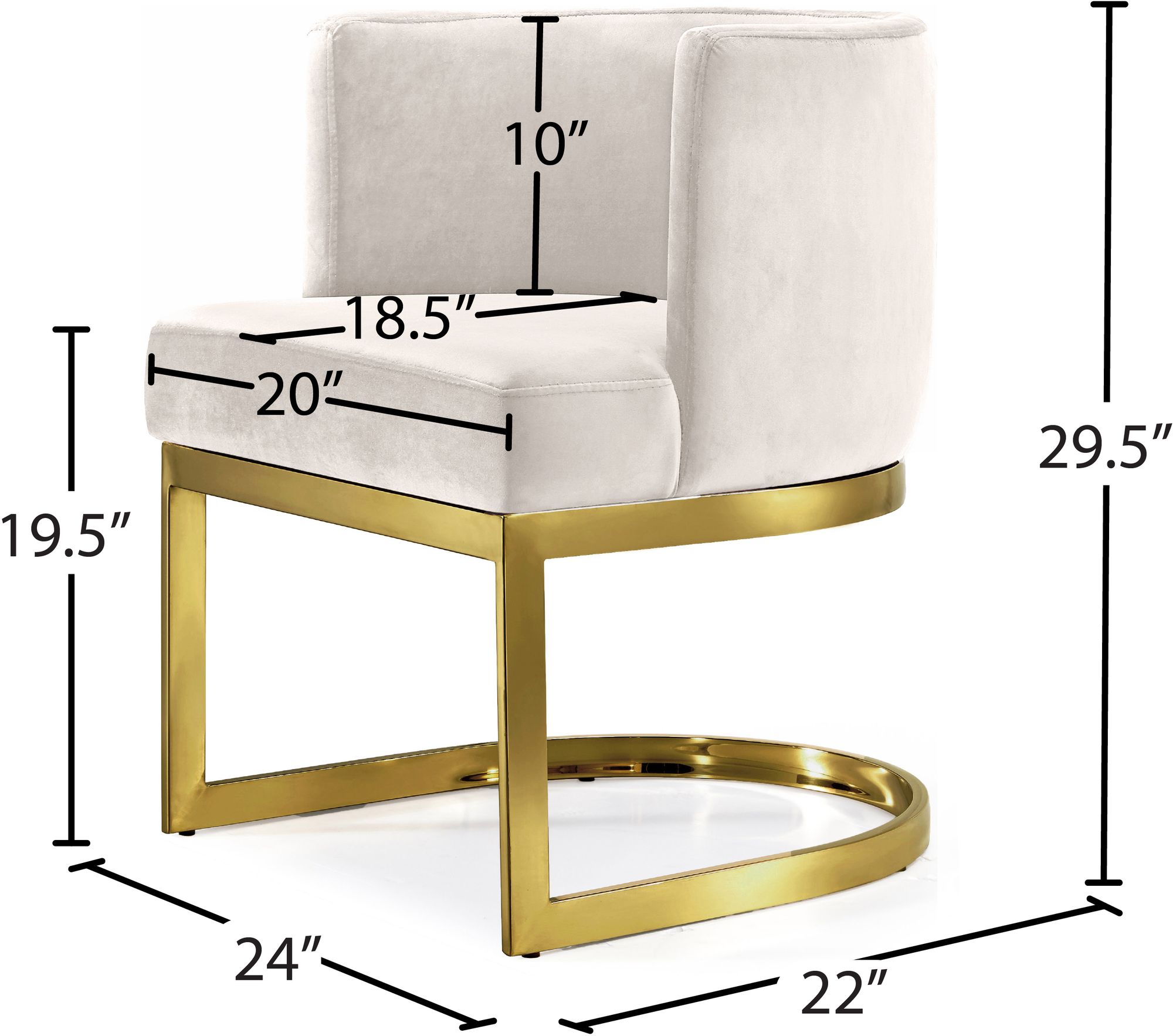 Gianna Velvet Dining Chair with Gold Stainless Steel Base