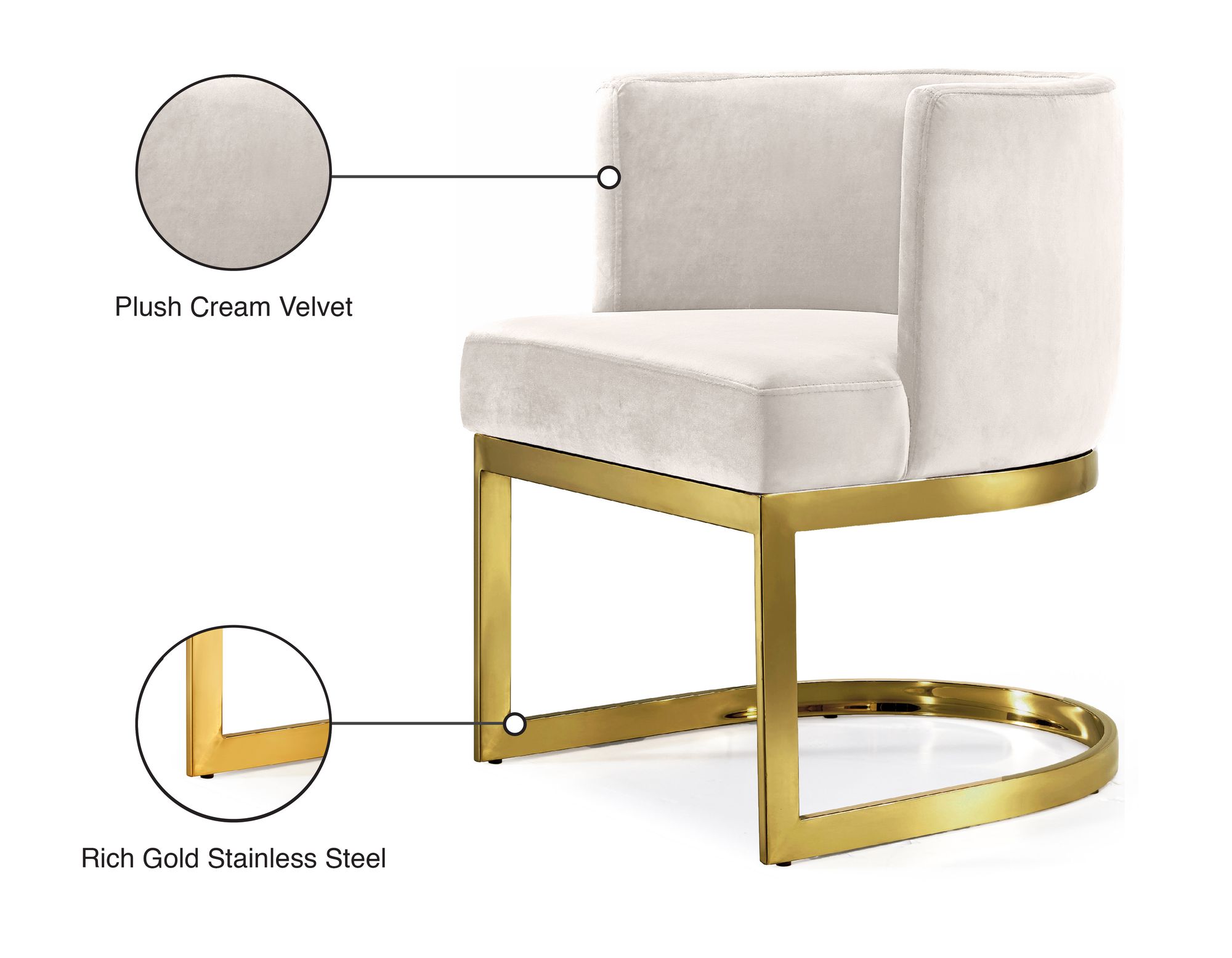 Gianna Velvet Dining Chair with Gold Stainless Steel Base