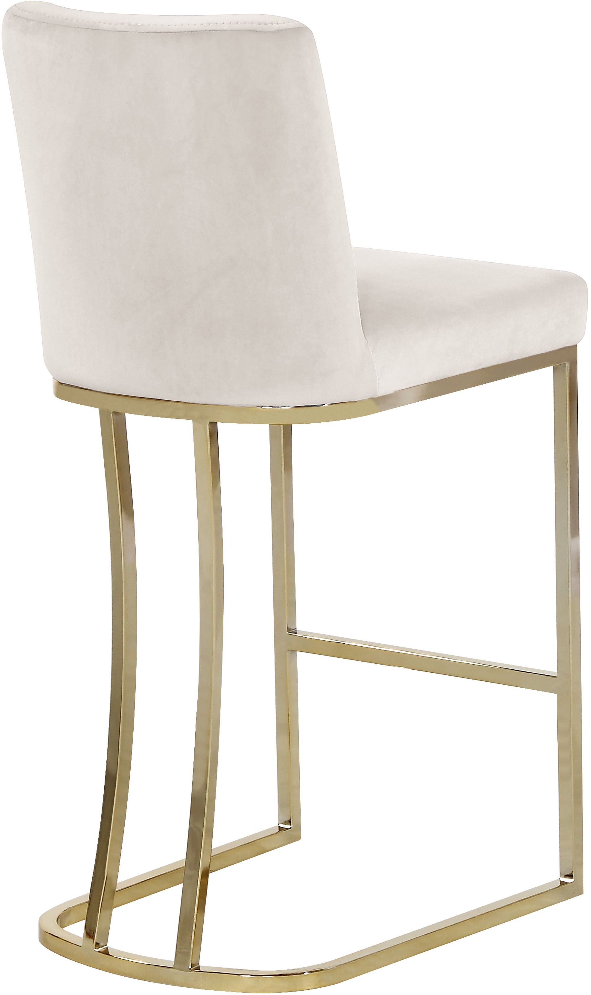 Heidi Velvet Counter Stool with Polished Gold Metal Frame