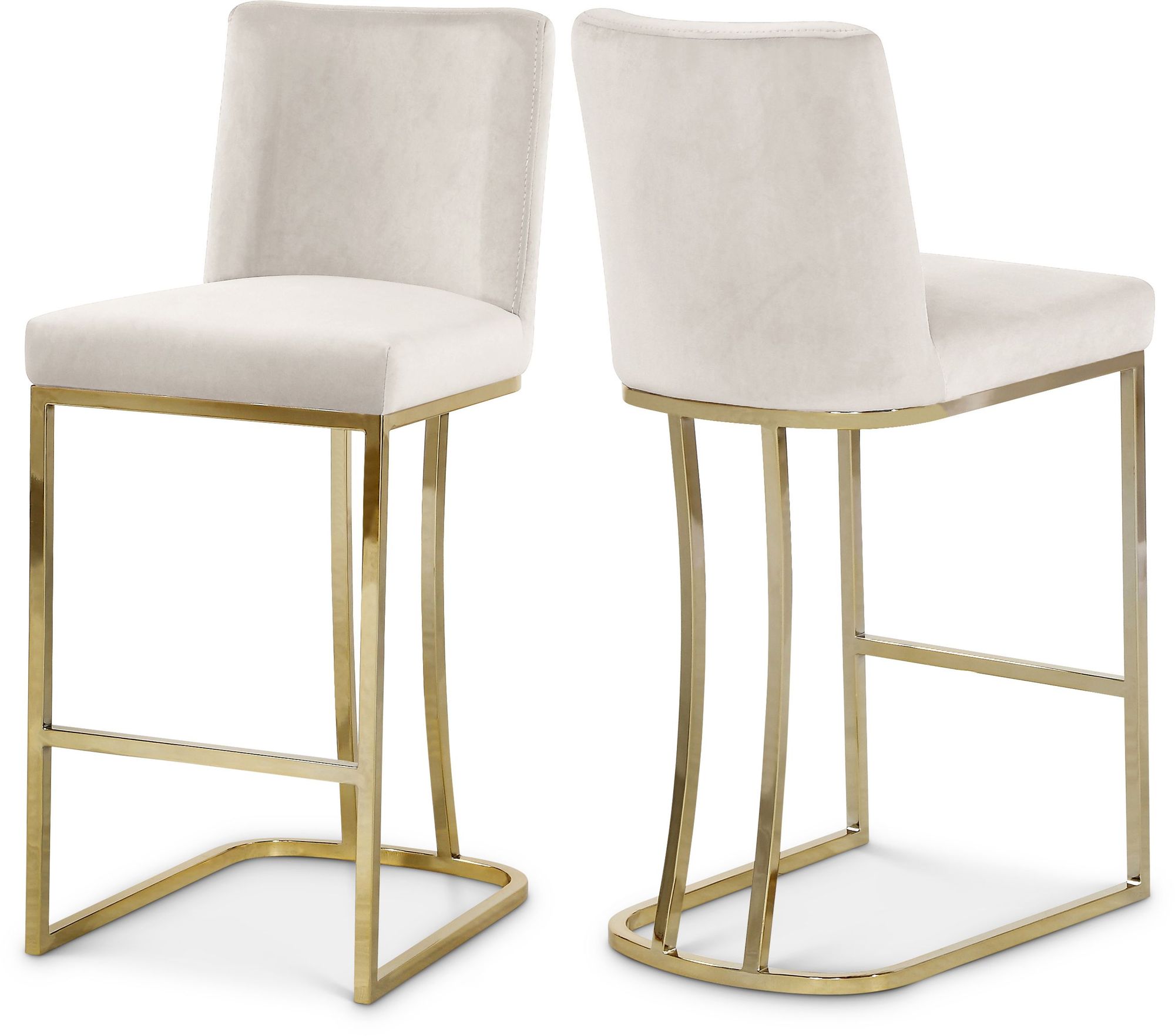 Heidi Velvet Counter Stool with Polished Gold Metal Frame