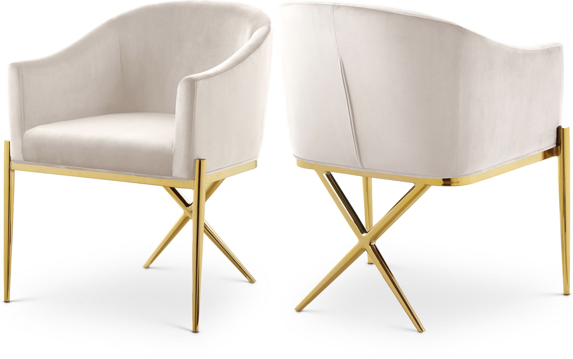 Xavier Velvet Dining Chair with Gold Steel Legs
