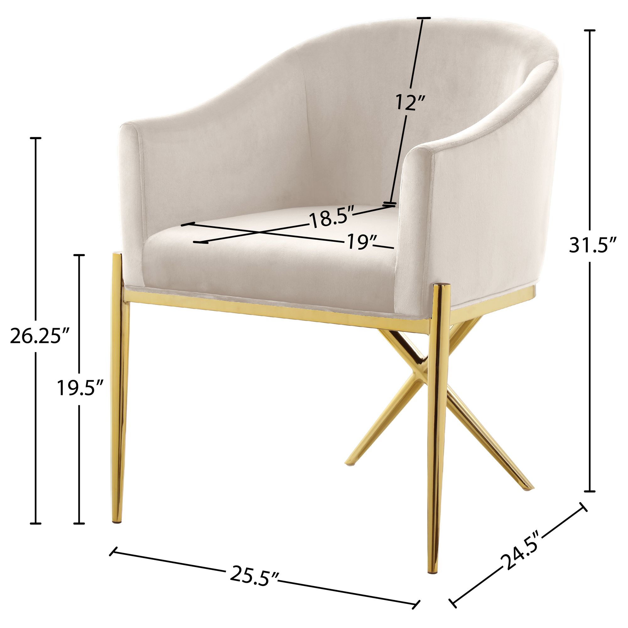 Xavier Velvet Dining Chair with Gold Steel Legs
