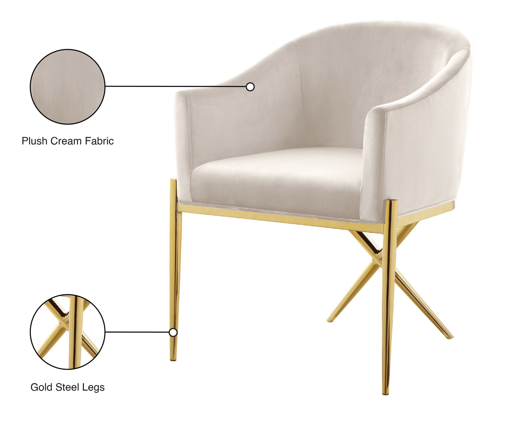 Xavier Velvet Dining Chair with Gold Steel Legs