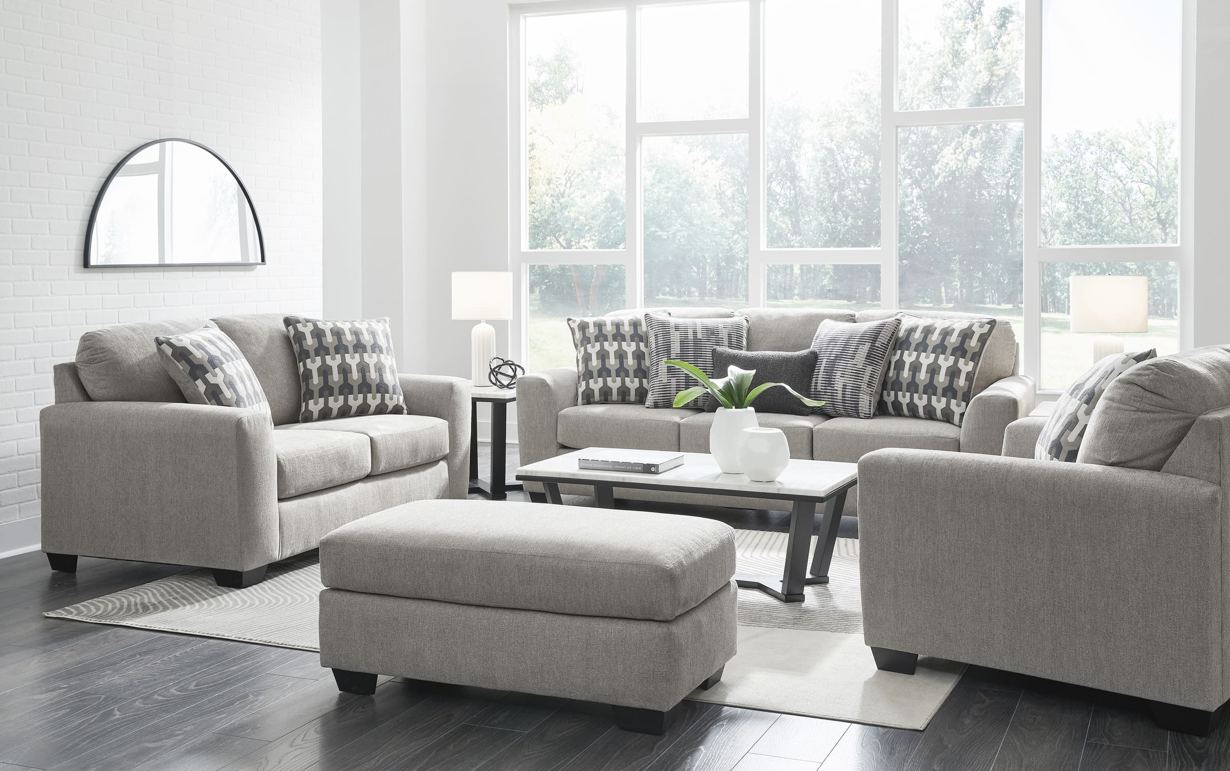 Ashley Avenal Park Polyester Sofa Set with ottoman