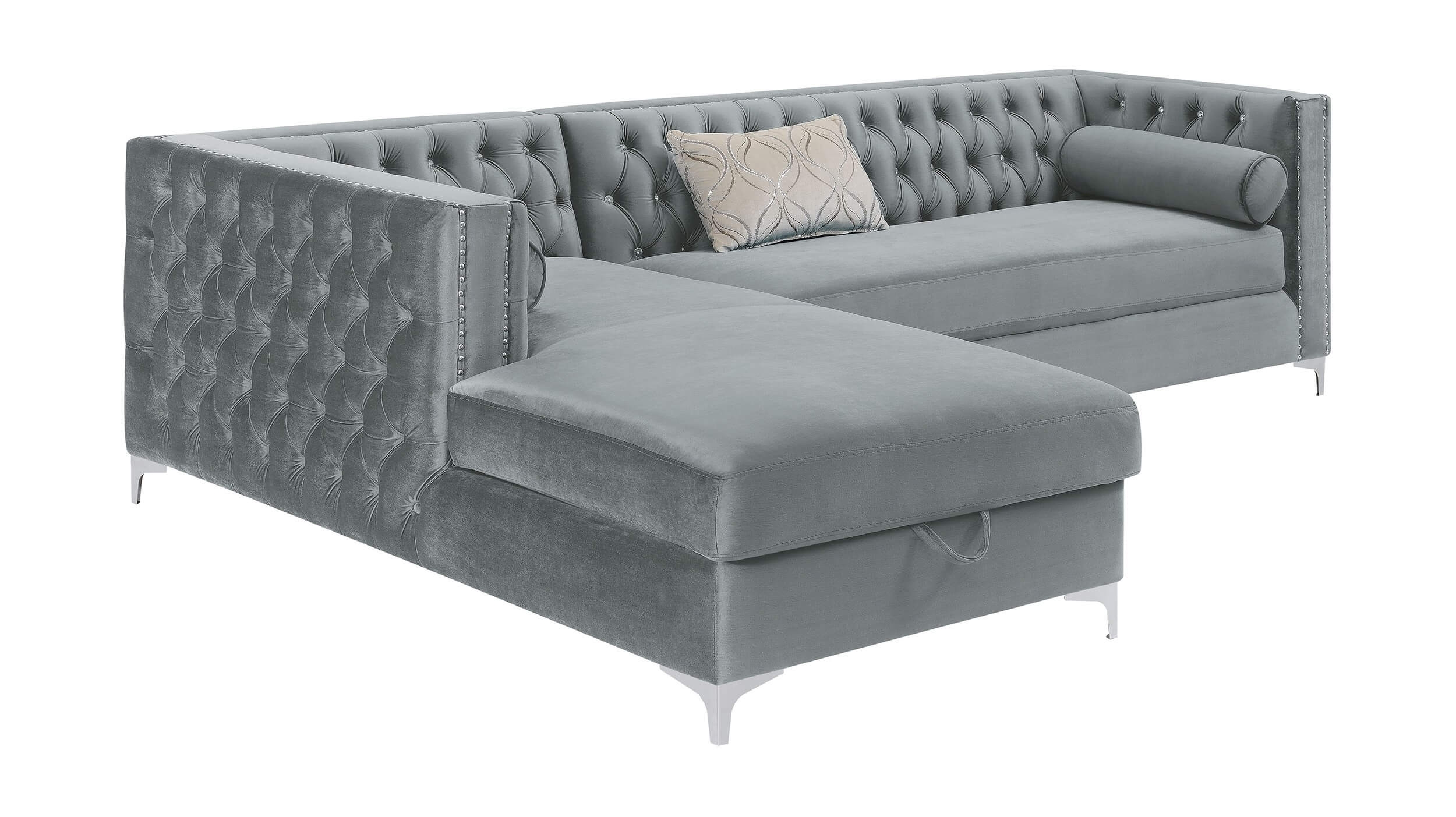Bellaire Button-Tufted Velvet L-Shape Sectional