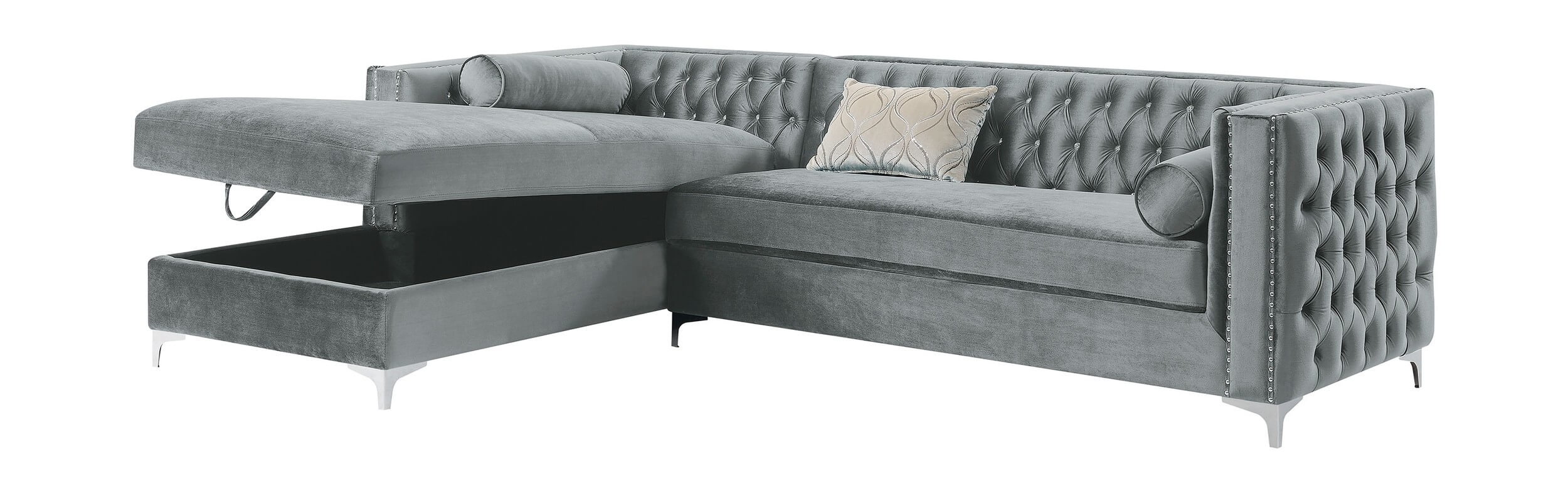 Bellaire Button-Tufted Velvet L-Shape Sectional