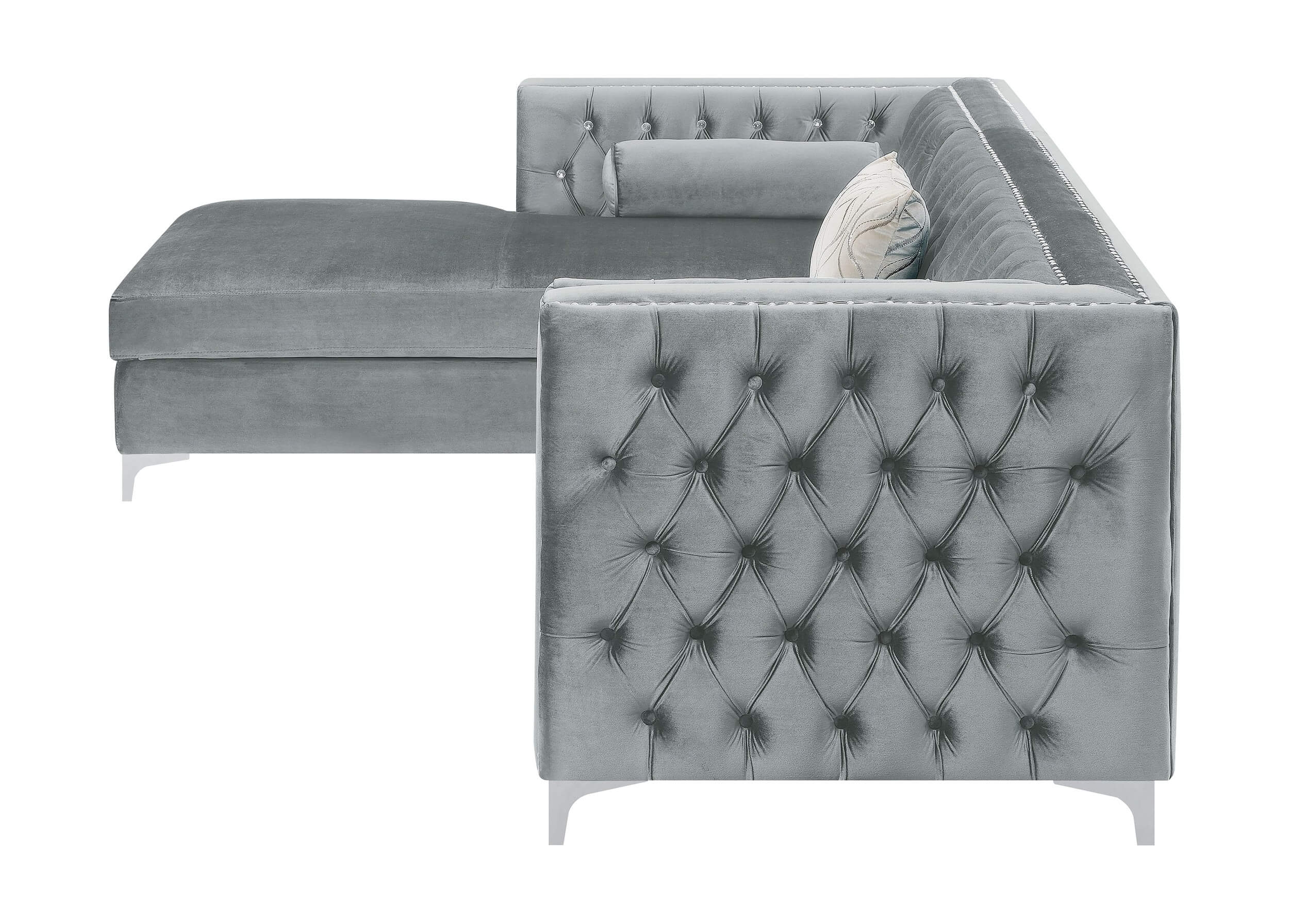 Bellaire Button-Tufted Velvet L-Shape Sectional