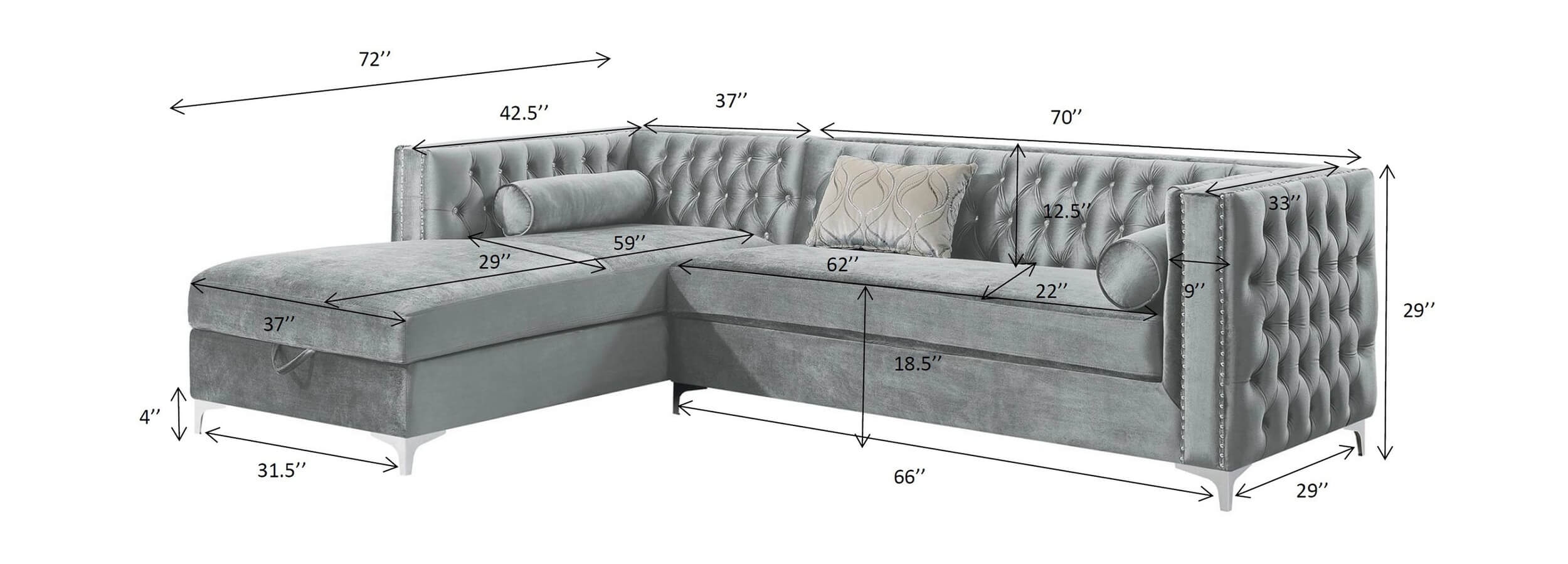 Bellaire Button-Tufted Velvet L-Shape Sectional