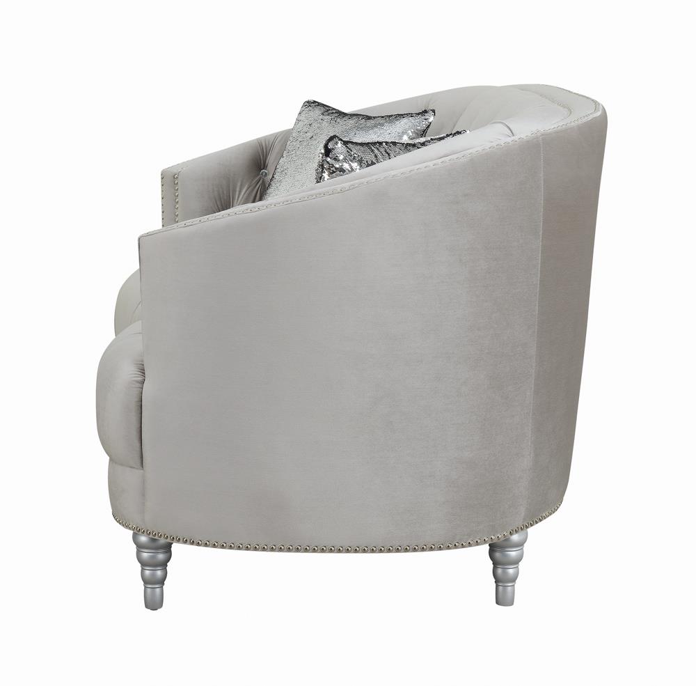 Avonlea Sloped Arm Tufted Fabric Velvet Sofa