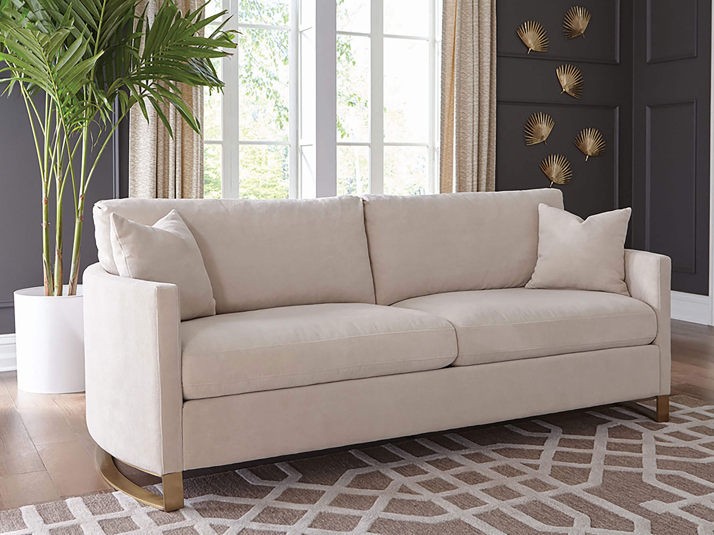 Corliss Chenille Arched Arms Living Room Set