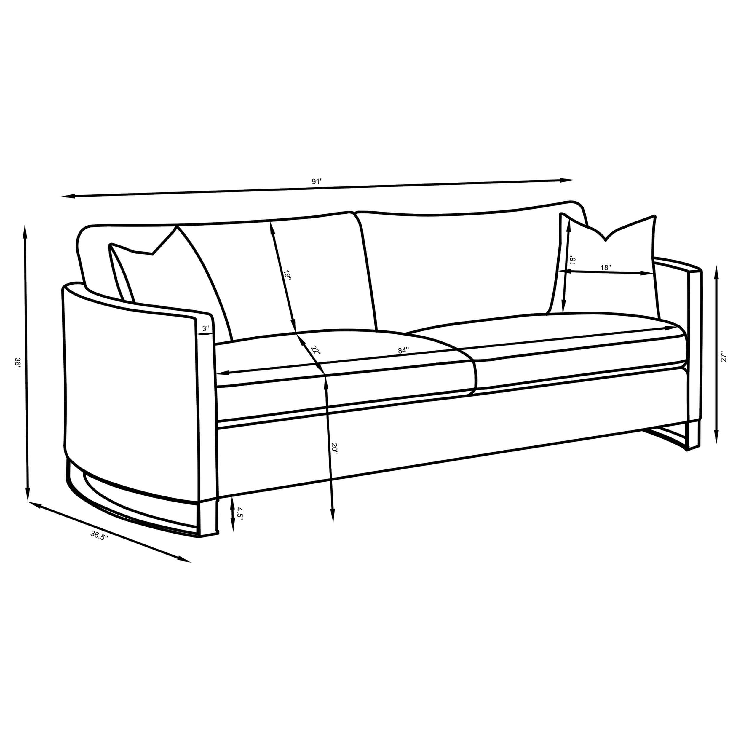 Corliss Upholstered Curved Track Arm Sofa Beige Coaster