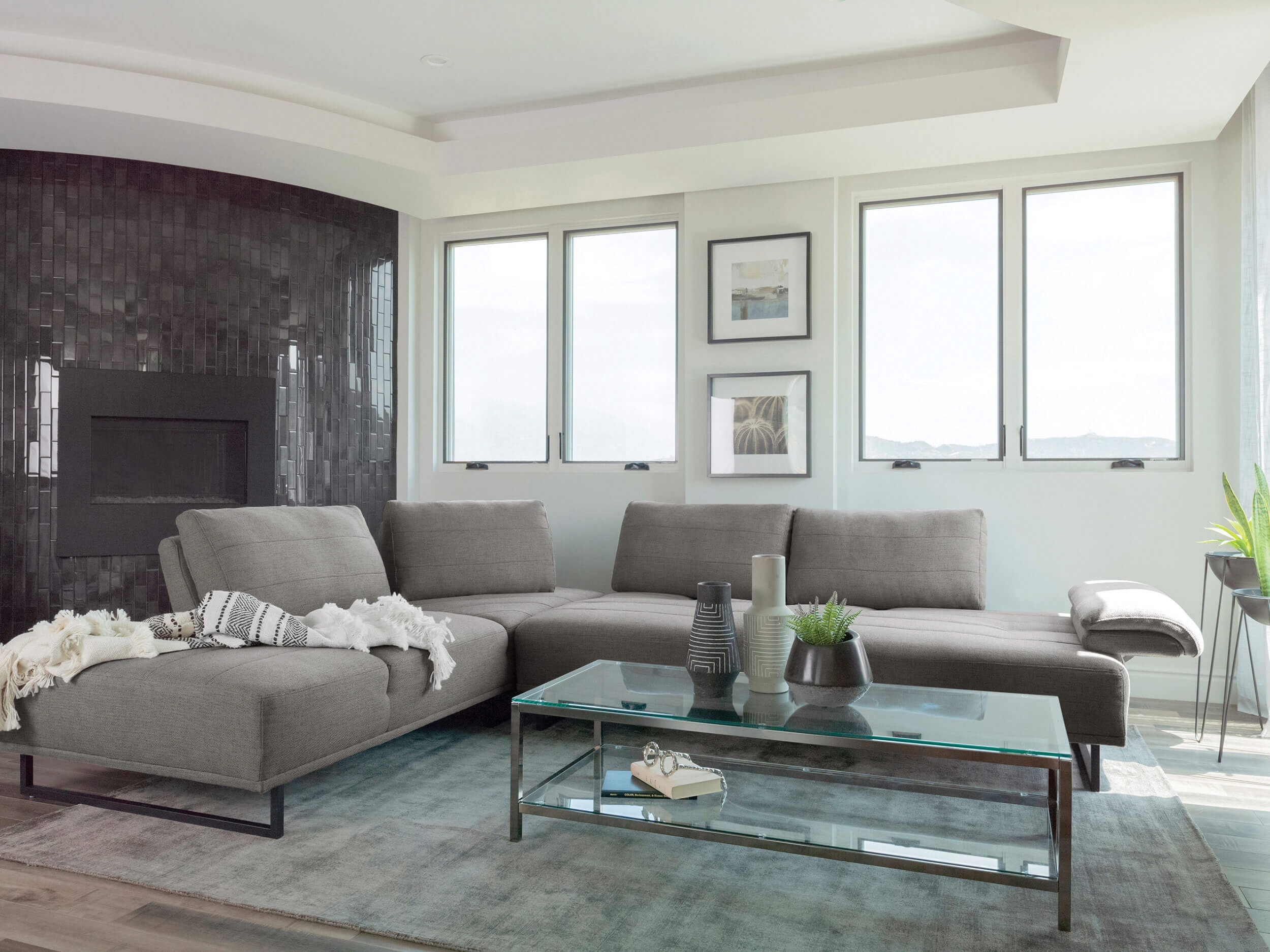 Arden Fabric/Metal 2pc Adj Back L-Shape Sectional