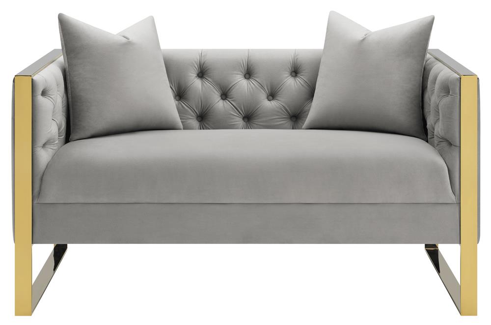 Eastbrook Tufted Back Velvet Loveseat