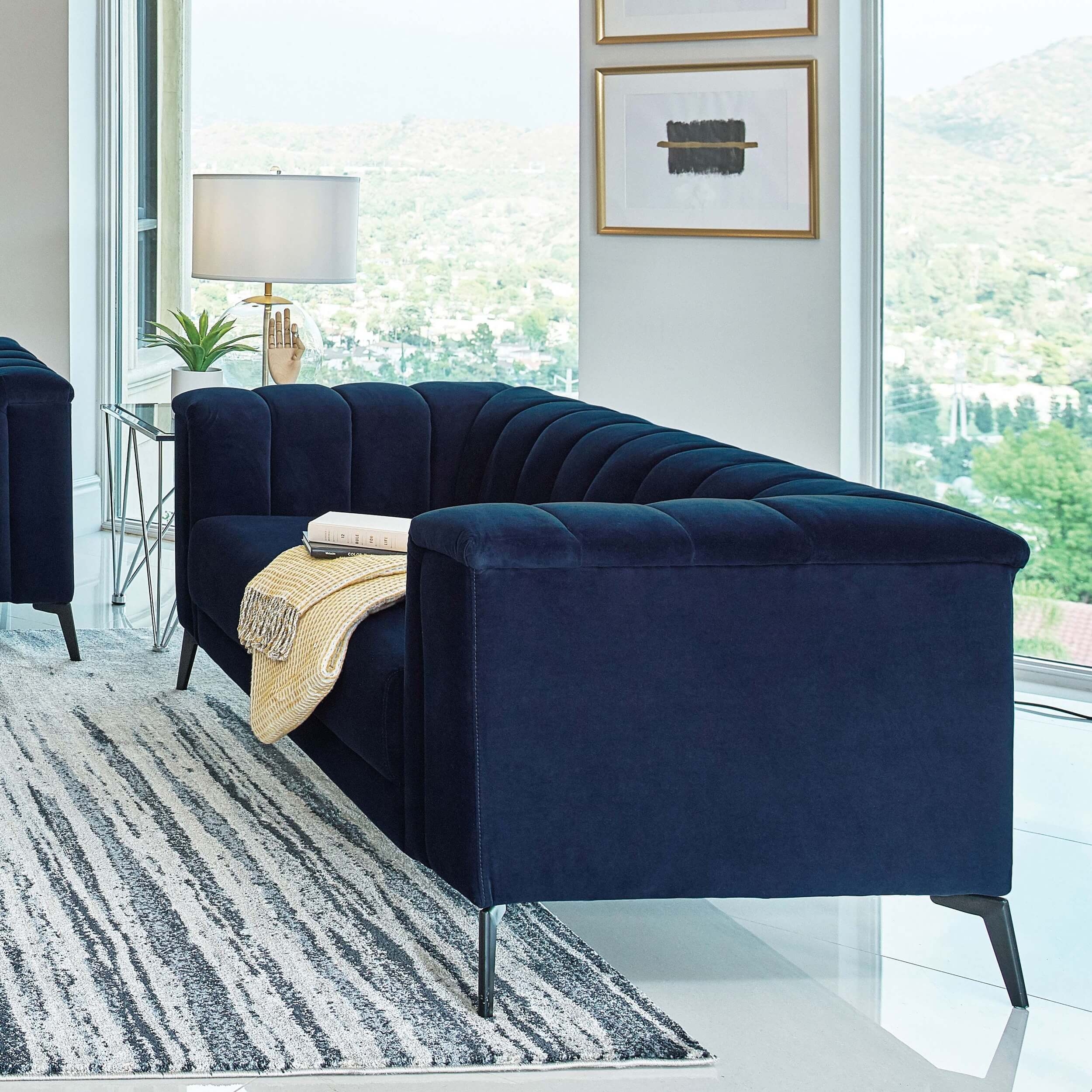 Chalet Tuxedo Arm Velvet Living Room Set
