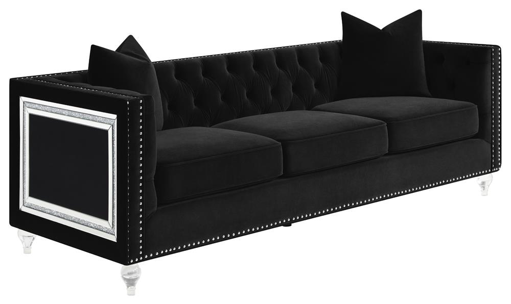 Delilah Velvet Tufted Tuxedo Arm Living Room Set