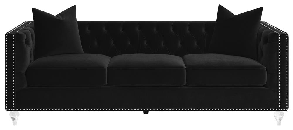 Delilah Velvet Tufted Tuxedo Arm Sofa