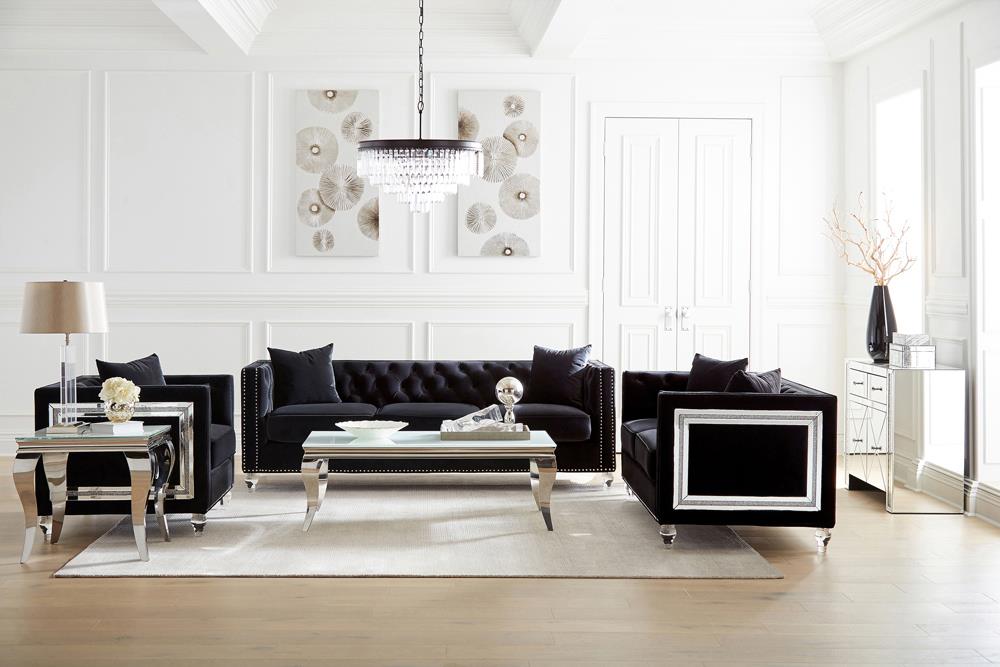 Delilah Velvet Tufted Tuxedo Arm Sofa
