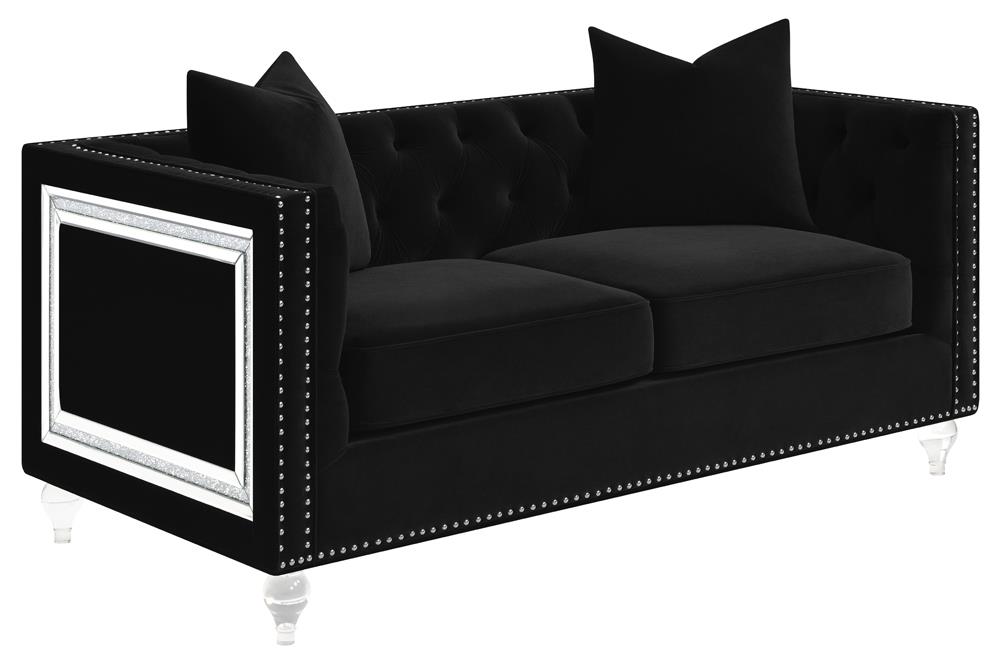 Delilah Velvet Tufted Tuxedo Arm Living Room Set