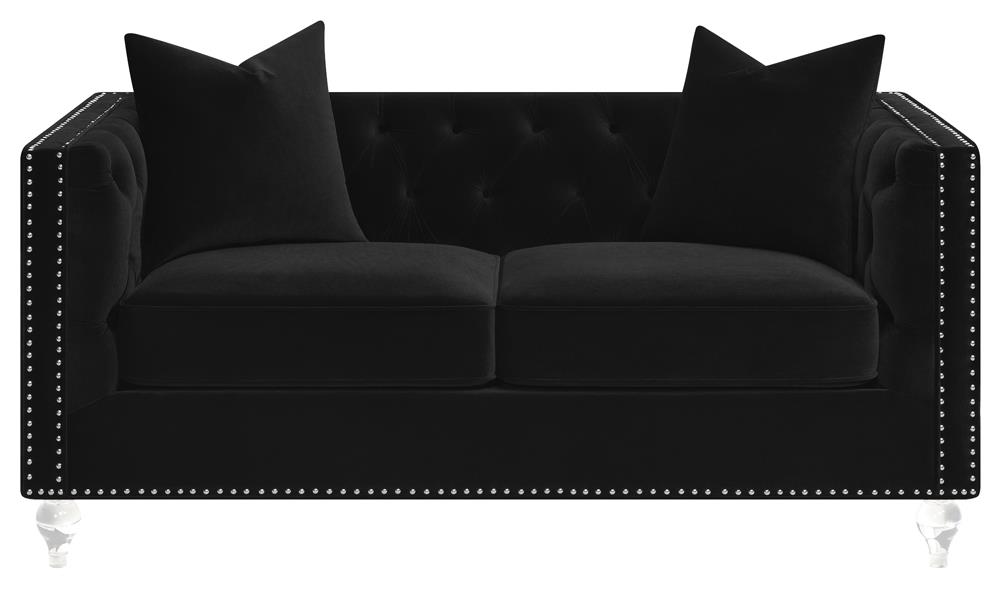 Delilah Velvet Tufted Tuxedo Arm Living Room Set