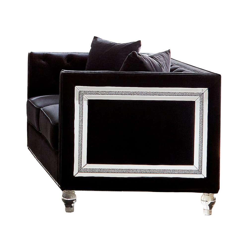 Delilah Velvet Tufted Tuxedo Arm Living Room Set