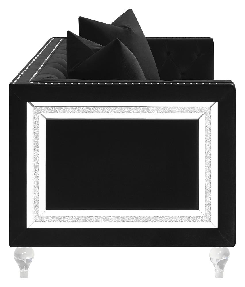 Delilah Velvet Tufted Tuxedo Arm Living Room Set