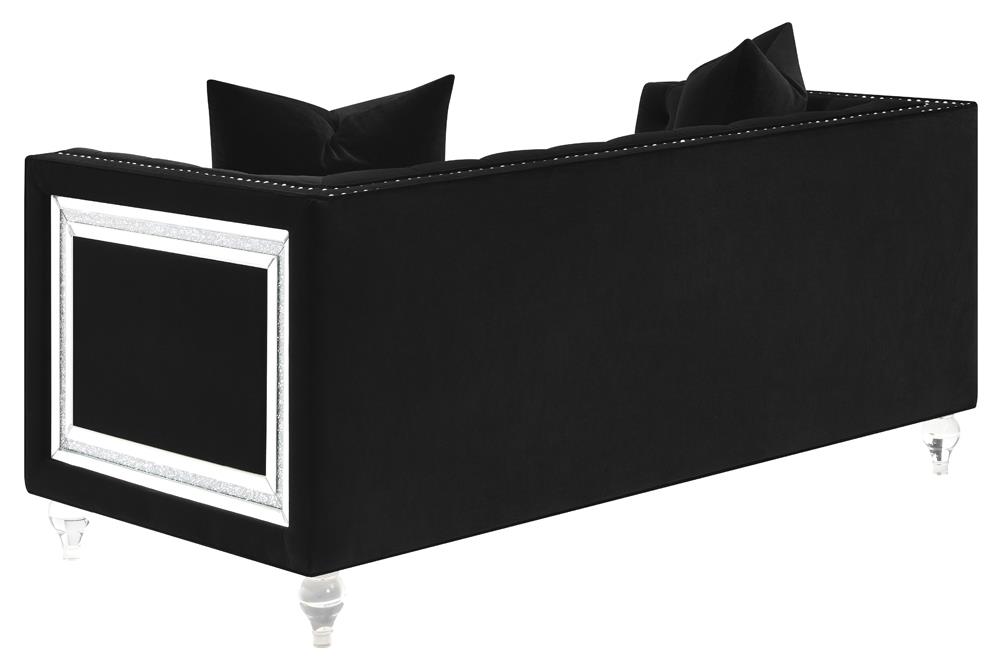 Delilah Velvet Tufted Tuxedo Arm Living Room Set