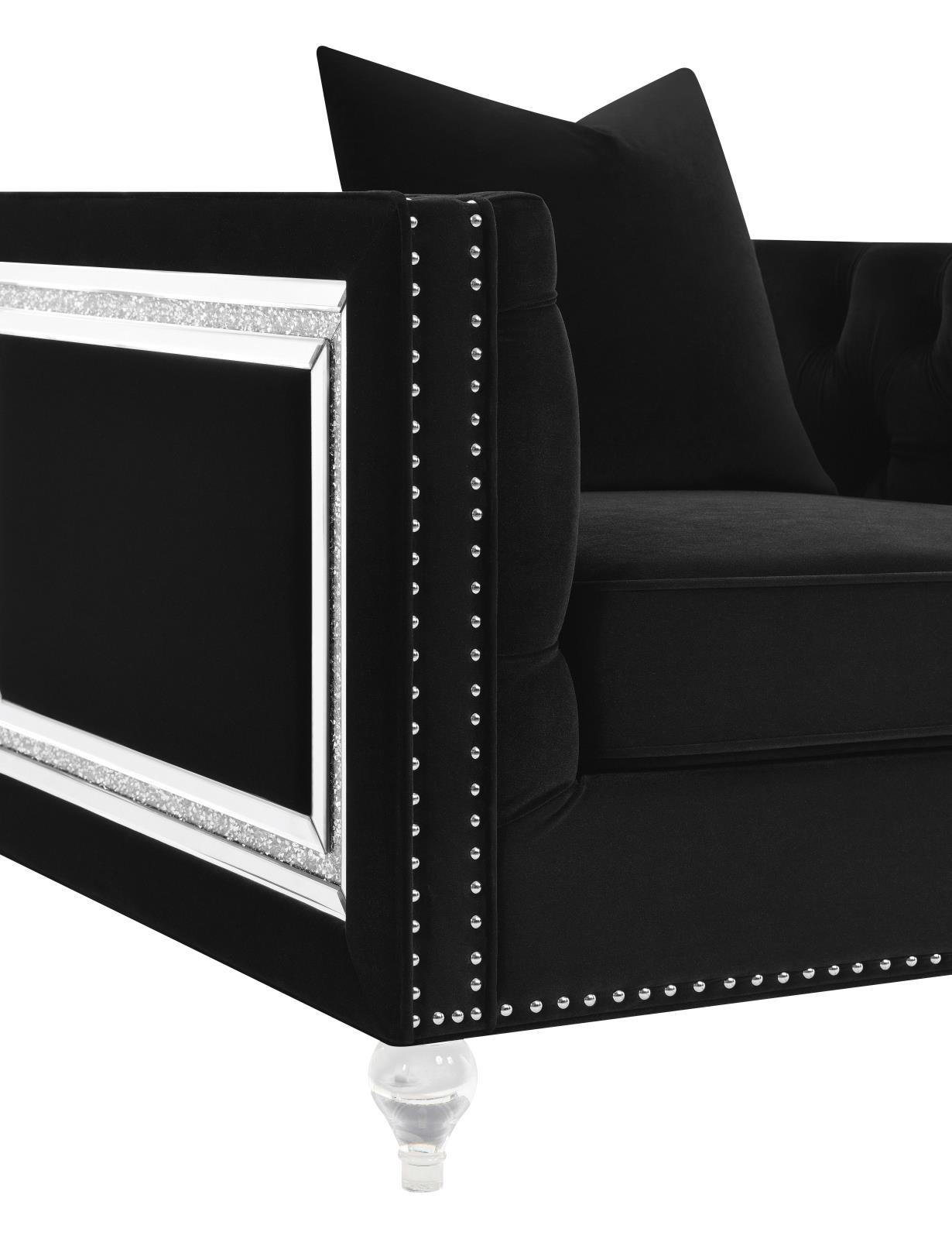 Delilah Velvet Tufted Tuxedo Arm Living Room Set