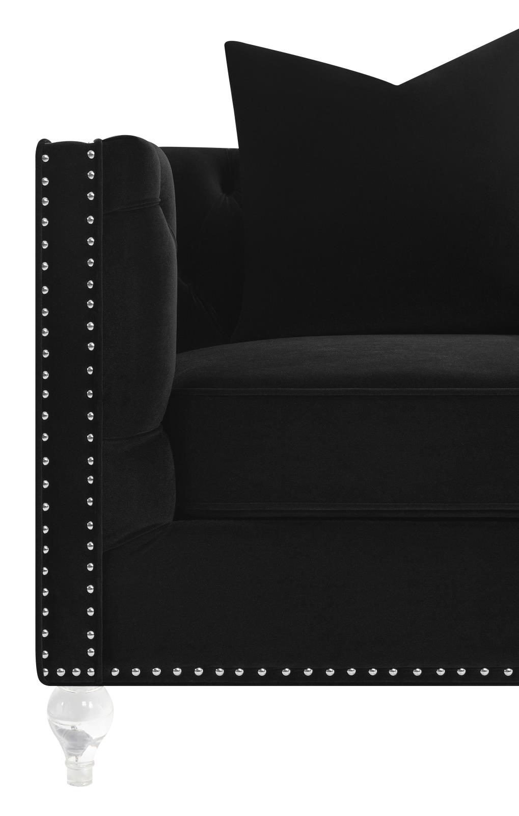 Delilah Velvet Tufted Tuxedo Arm Chair